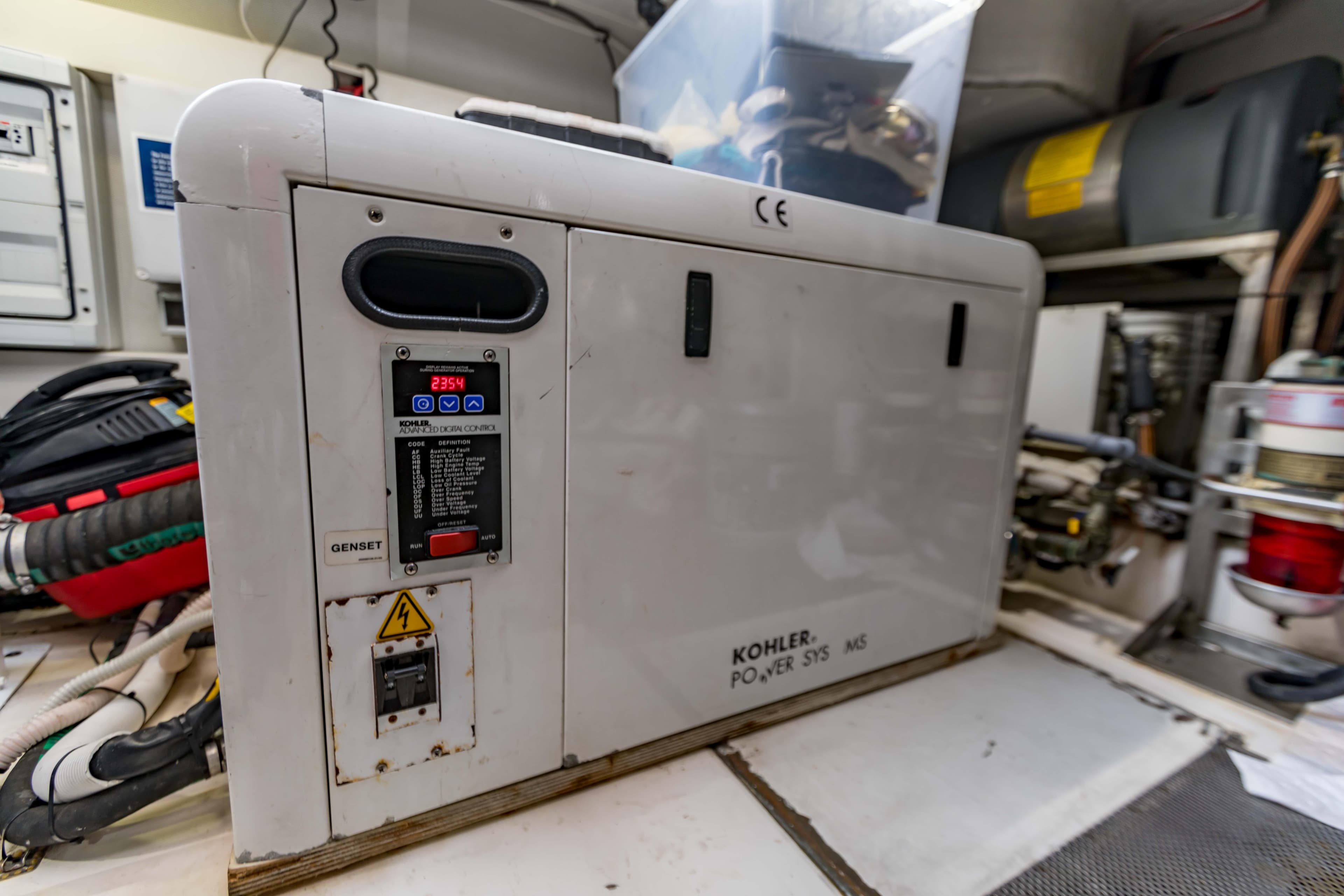 Kohler generator in Azimut 58 yacht engine room, 2011 model.