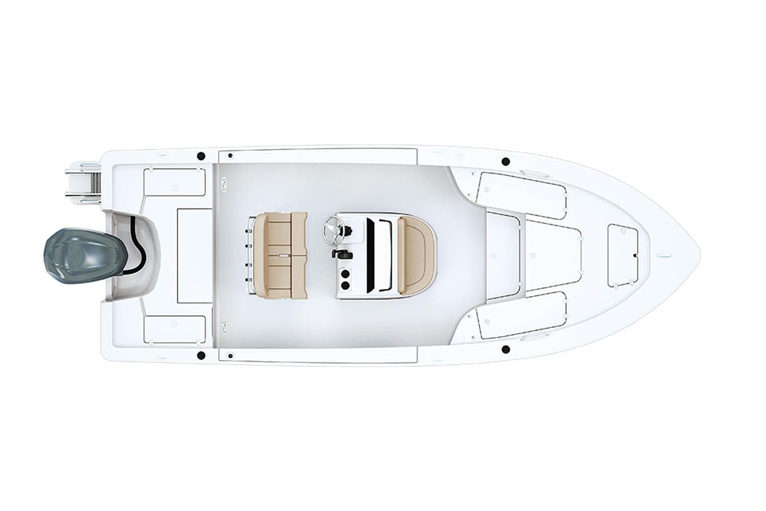 Manufacturer Provided Image: 2024 Sportsman Masters 227 Bay Boat, top view, spacious deck layout, center console, and seating.