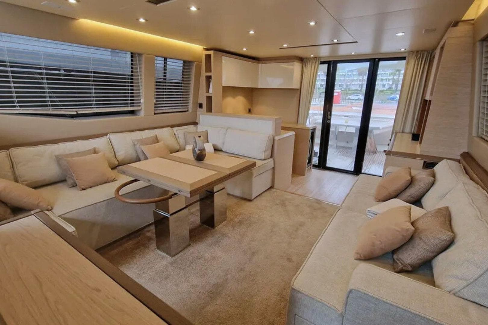 Luxurious interior of 2016 Beneteau Monte Carlo 6 yacht with elegant seating and modern decor.