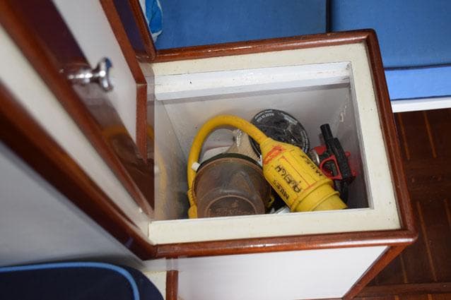 storage cabinet separates berth area