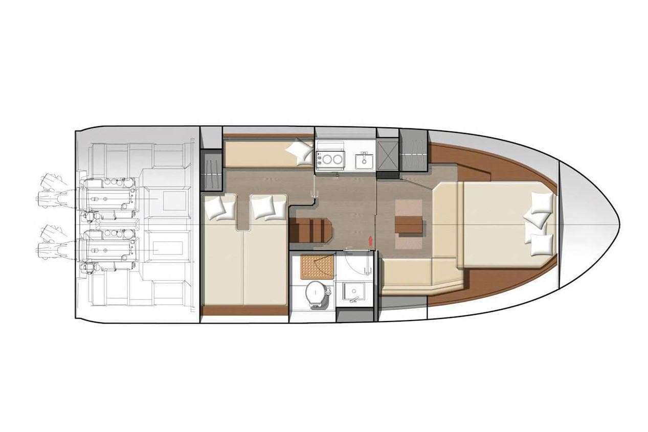 Manufacturer Provided Image: 2020 Jeanneau Leader 36 interior layout with bedrooms, kitchen, and bathroom.