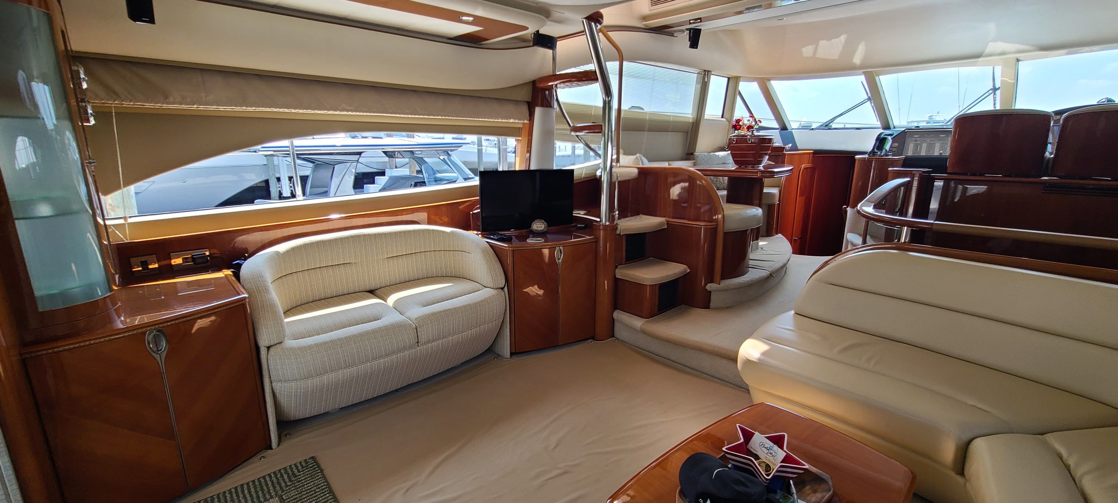Luxurious interior of Viking Princess 61 Flybridge yacht, 2006 model.