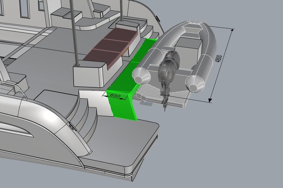Design schematic of 2025 Mazarin 55 Catamaran Diesel, featuring detailed layout and measurements.