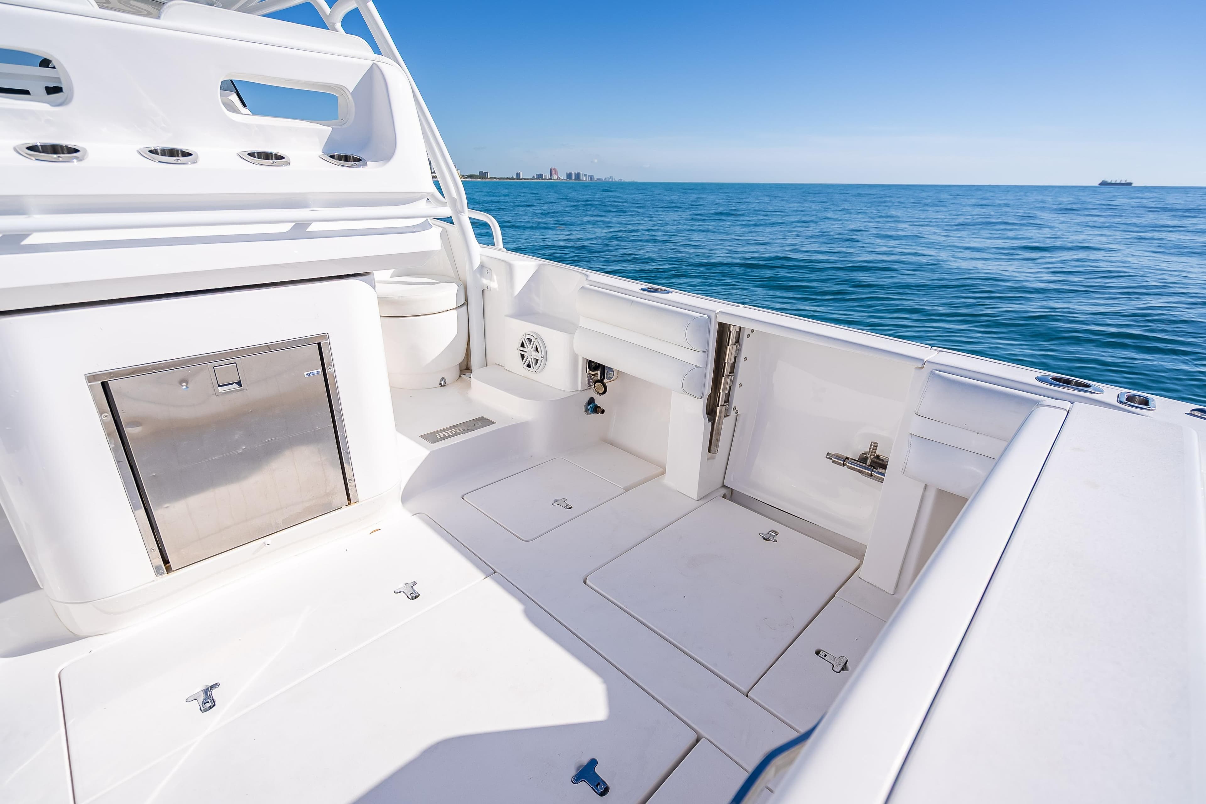 2016 Intrepid 375 Center Console boat deck with ocean view.