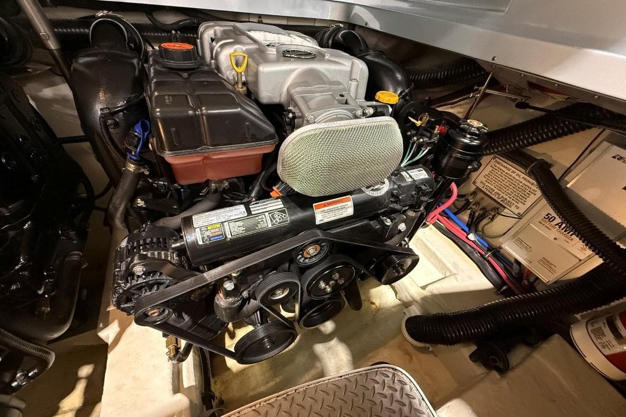 Engine compartment of a 2011 Formula 310 FX5 boat, showcasing detailed components.