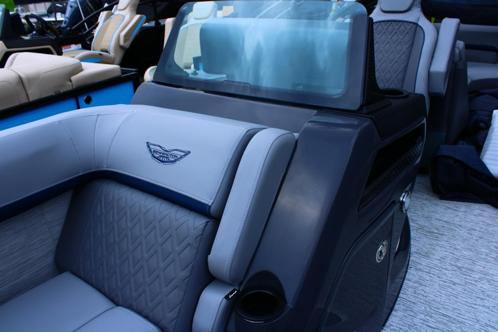 Luxurious seating on the 2026 Bennington 24 MFBSF boat, featuring elegant design and comfort.
