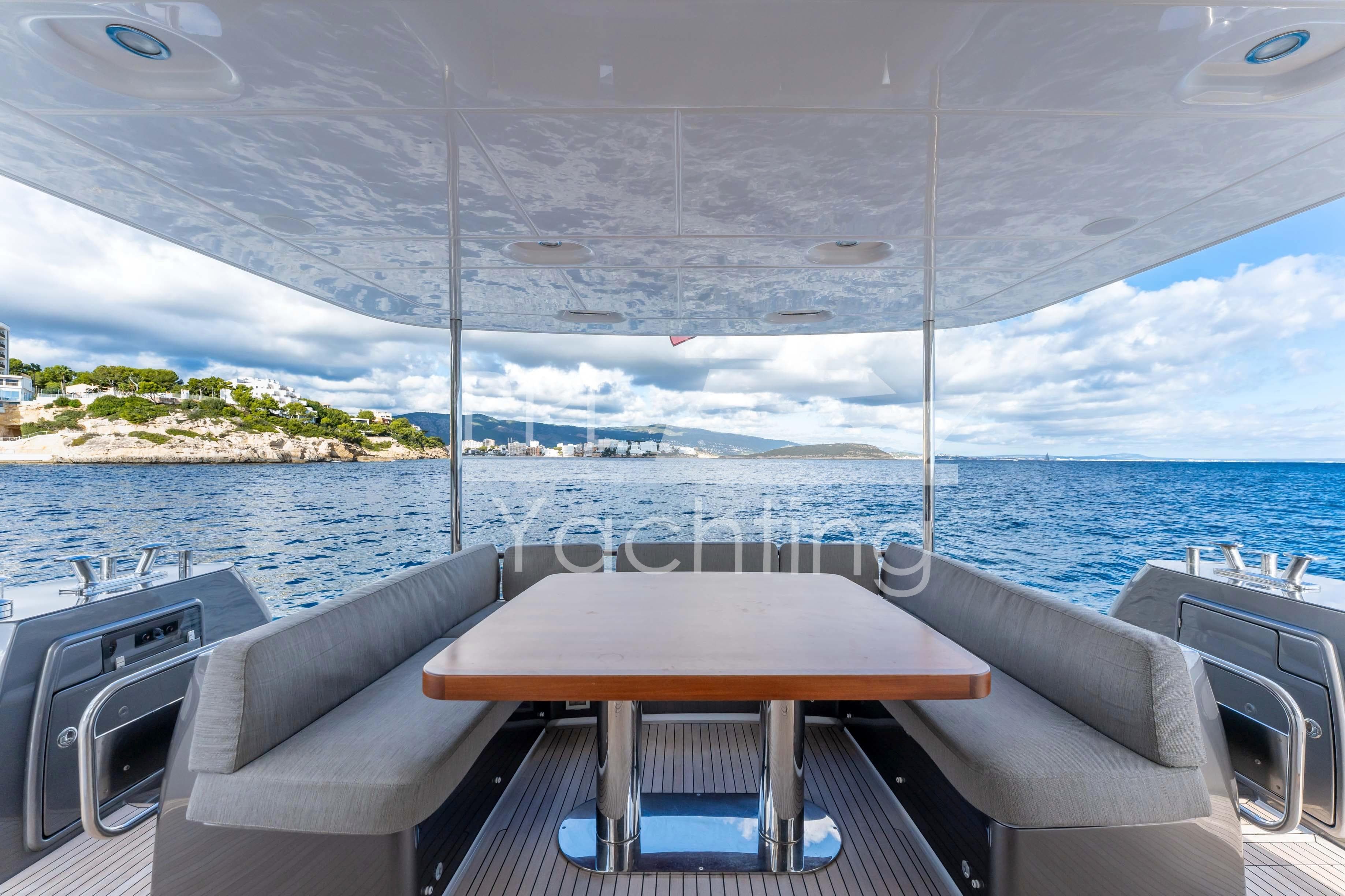 Azimut Magellano 66 yacht deck with ocean view, 2021 model.