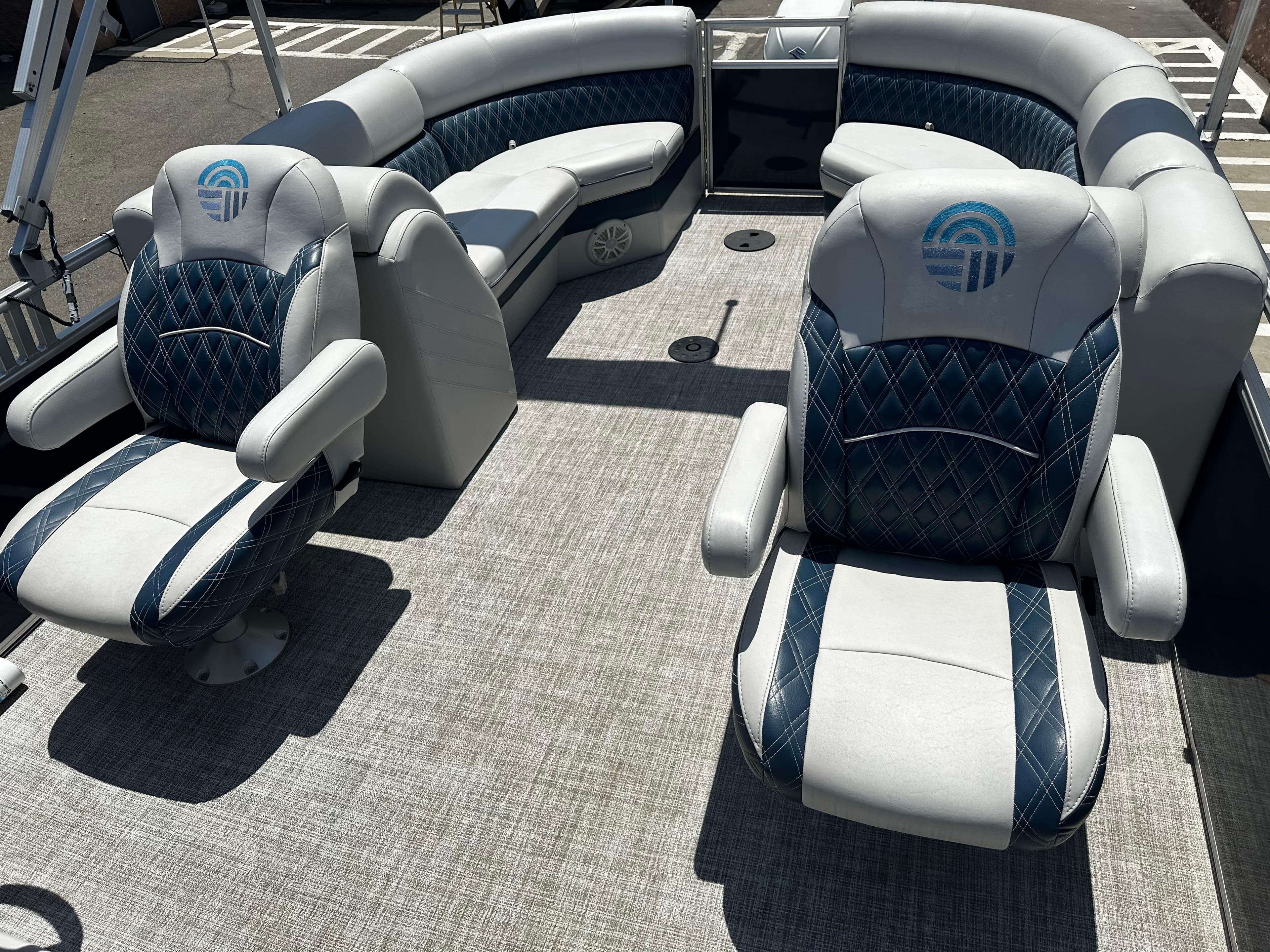 2022 Nepallo CW24-ST24QL pontoon boat interior with plush seating and modern design.