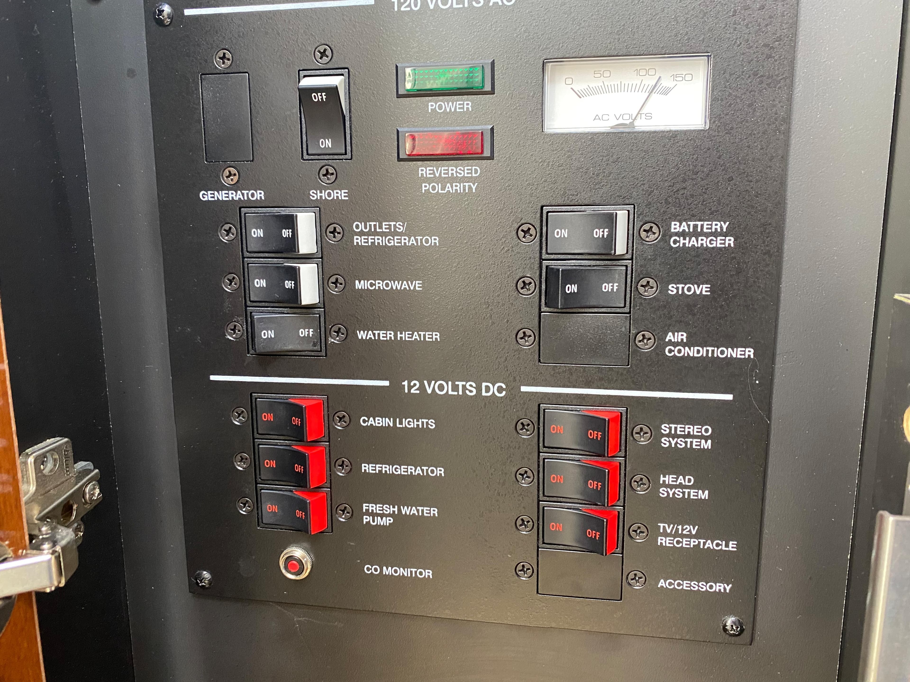 Control panel of a 2012 Sea Ray Sundancer 280 yacht.