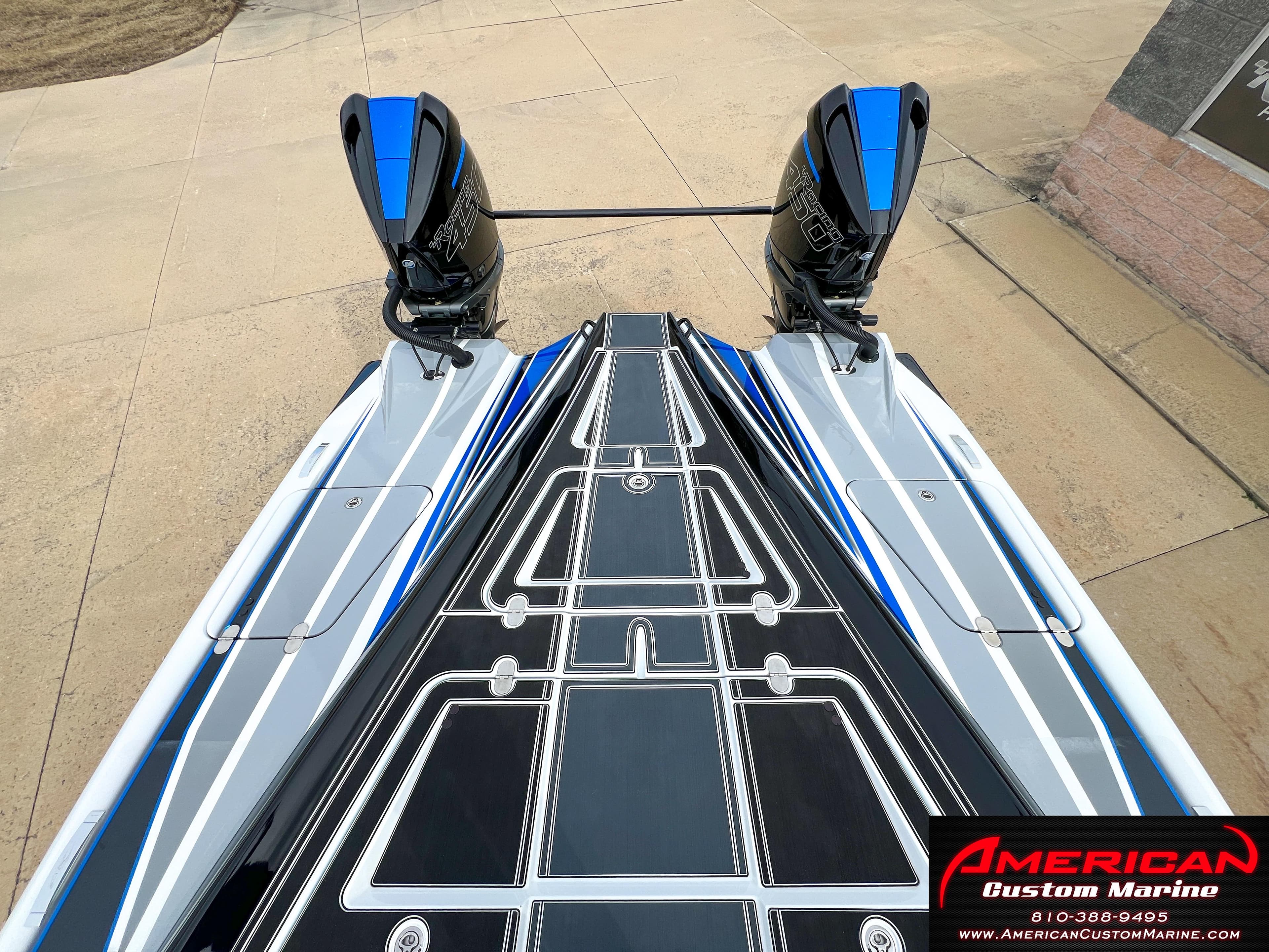 MTI 390X boat from 2022 with dual engines, American Custom Marine.