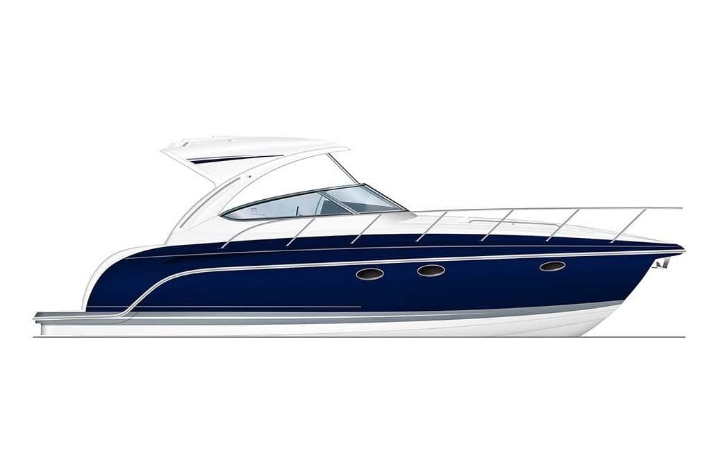 Manufacturer Provided Image: 2021 Formula 34 Performance Cruiser, side view, blue and white luxury boat.