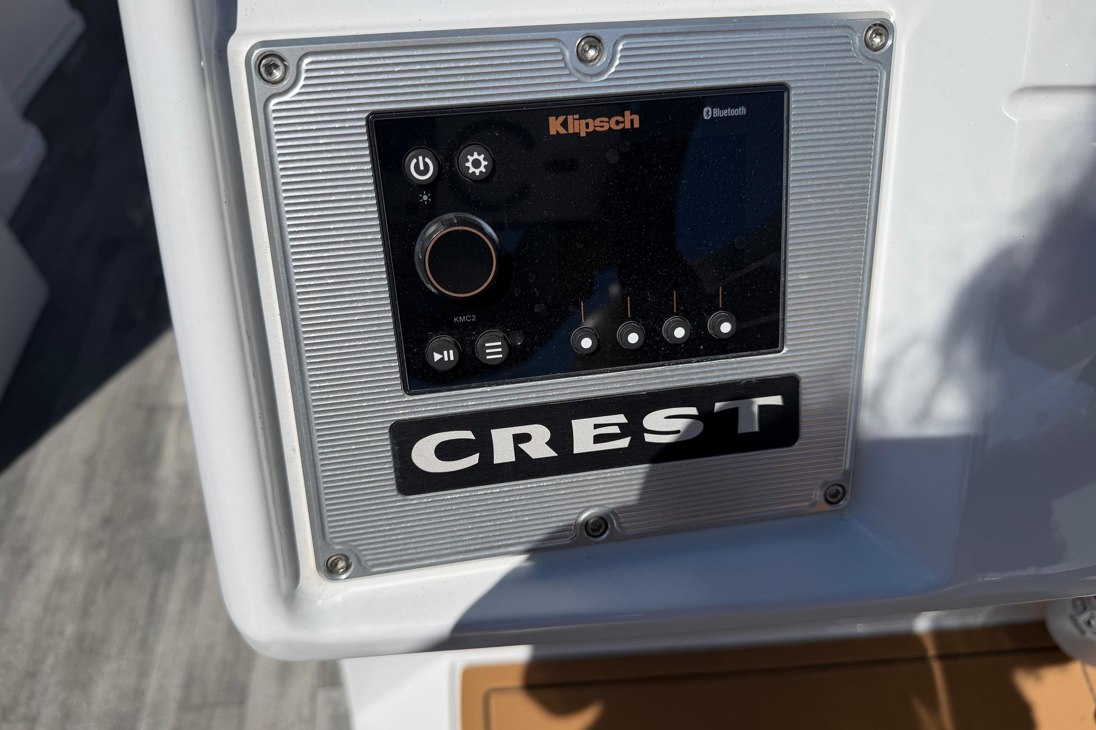 Control panel of 2022 Crest Savannah 250 SLC with Klipsch audio system.