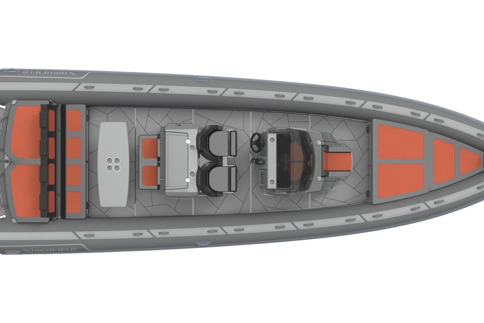 Aerial view of Highfield Sport 900 boat, 2026 model.
