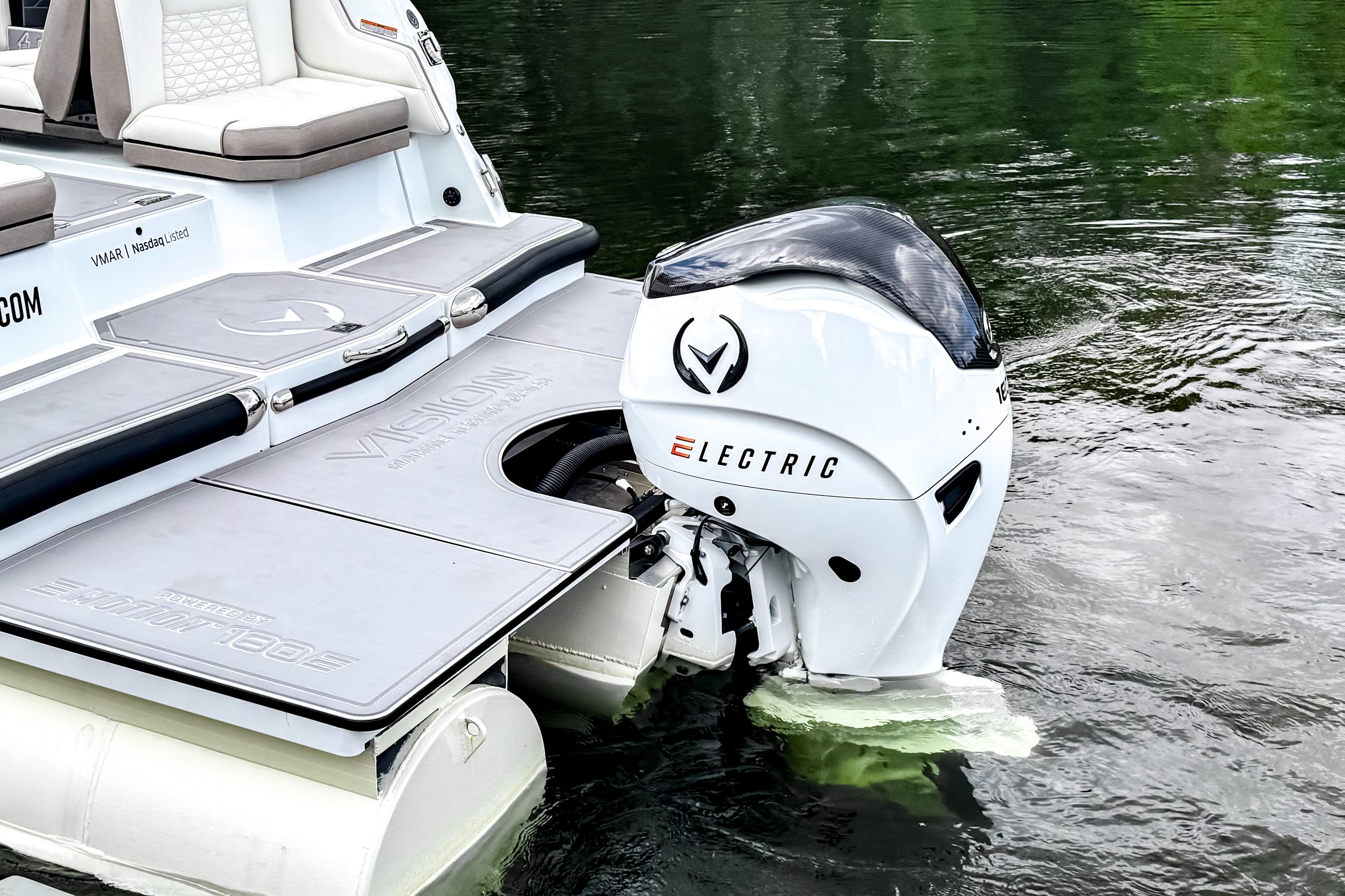 Ingenity EL 2026 electric boat motor on water, showcasing eco-friendly design.