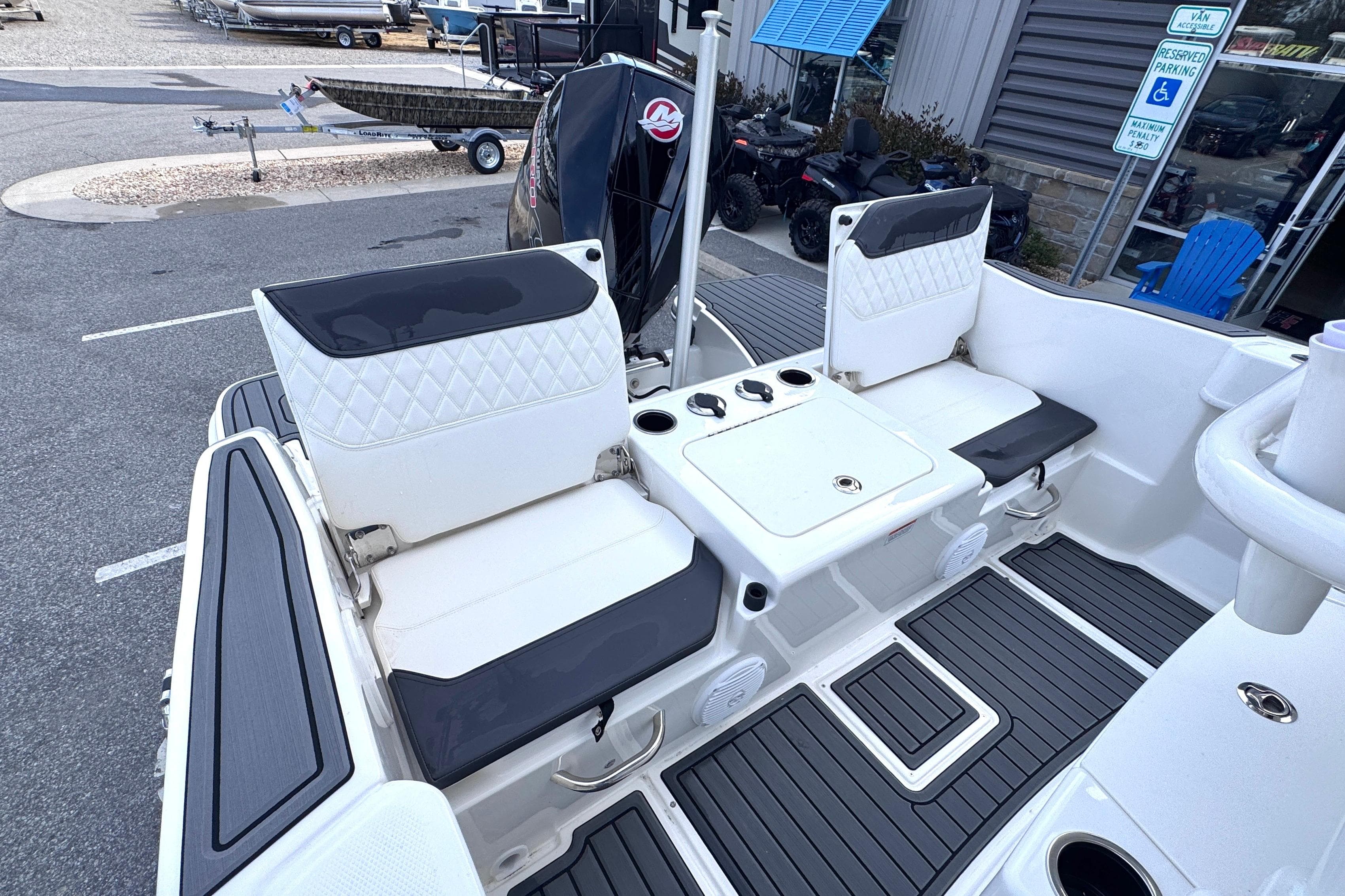 2026 Trophy CC20 boat interior with seating and storage compartments.