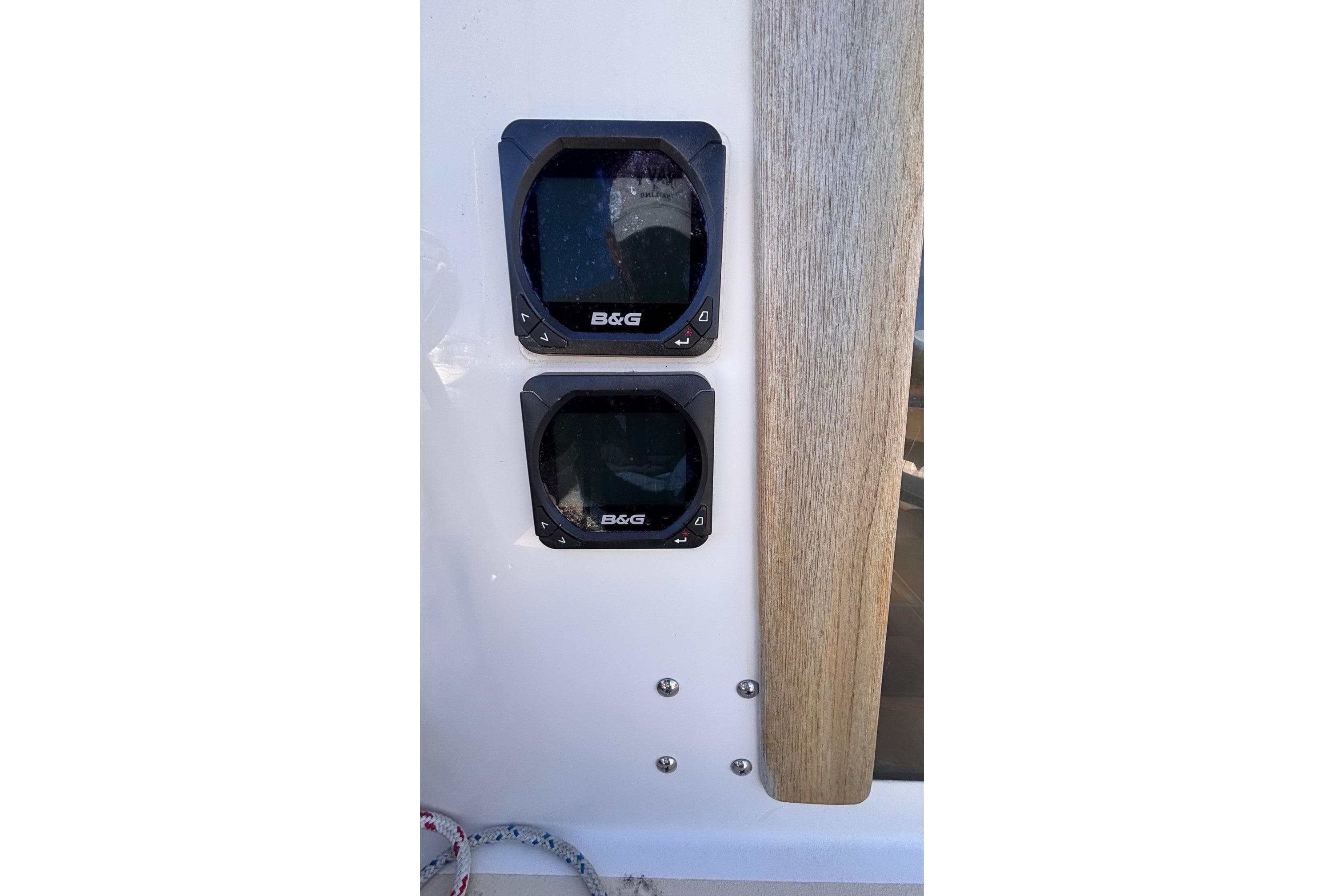 B&G marine instruments on 2016 Alerion Express 28 sailboat dashboard.