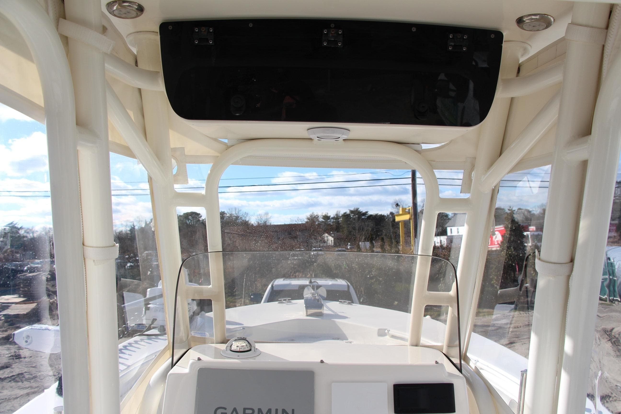 2024 Key West 244 Center Console boat interior with Garmin navigation system.