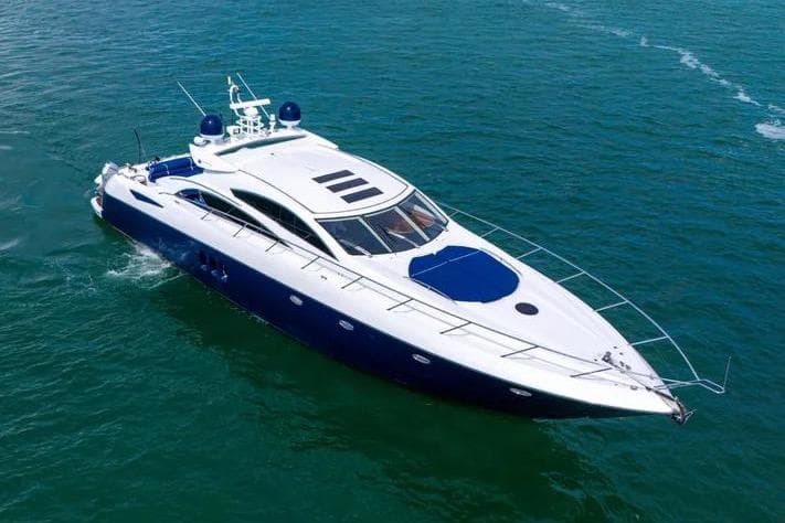 2006 Sunseeker Predator 72 yacht cruising on open water.