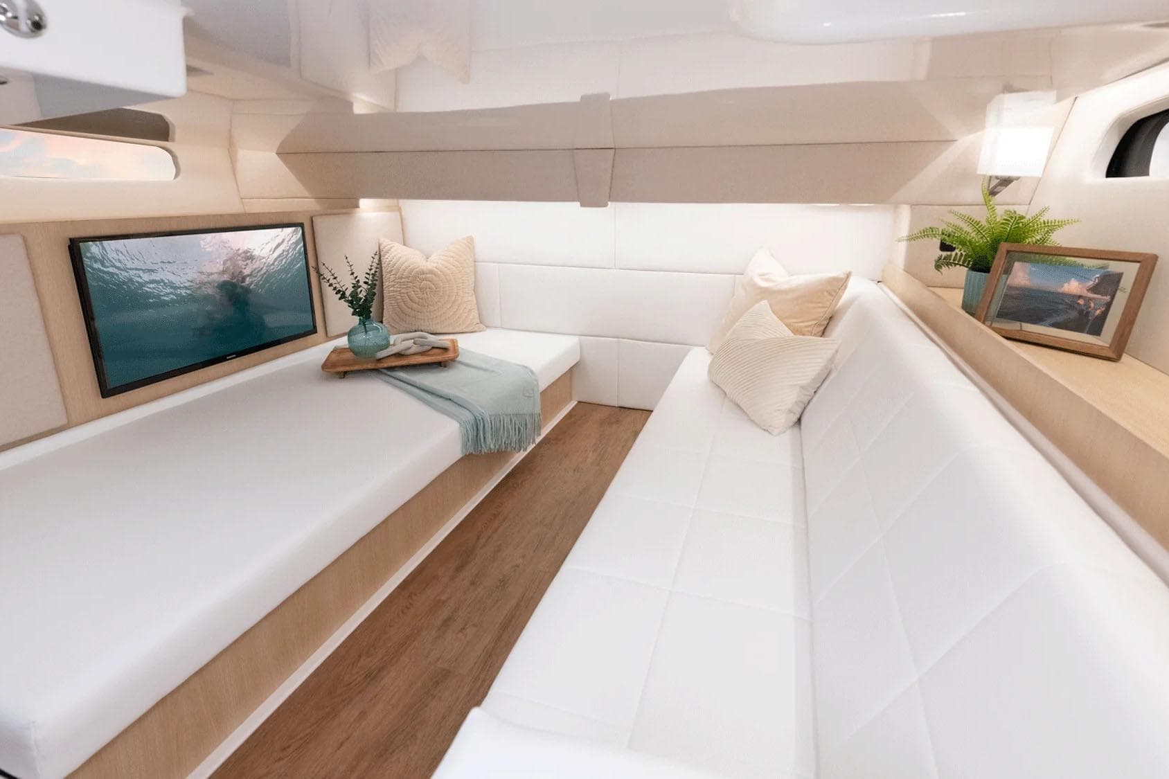 Manufacturer Provided Image: Luxurious interior of 2026 Regal 36 Grande Coupe with modern decor and comfortable seating.