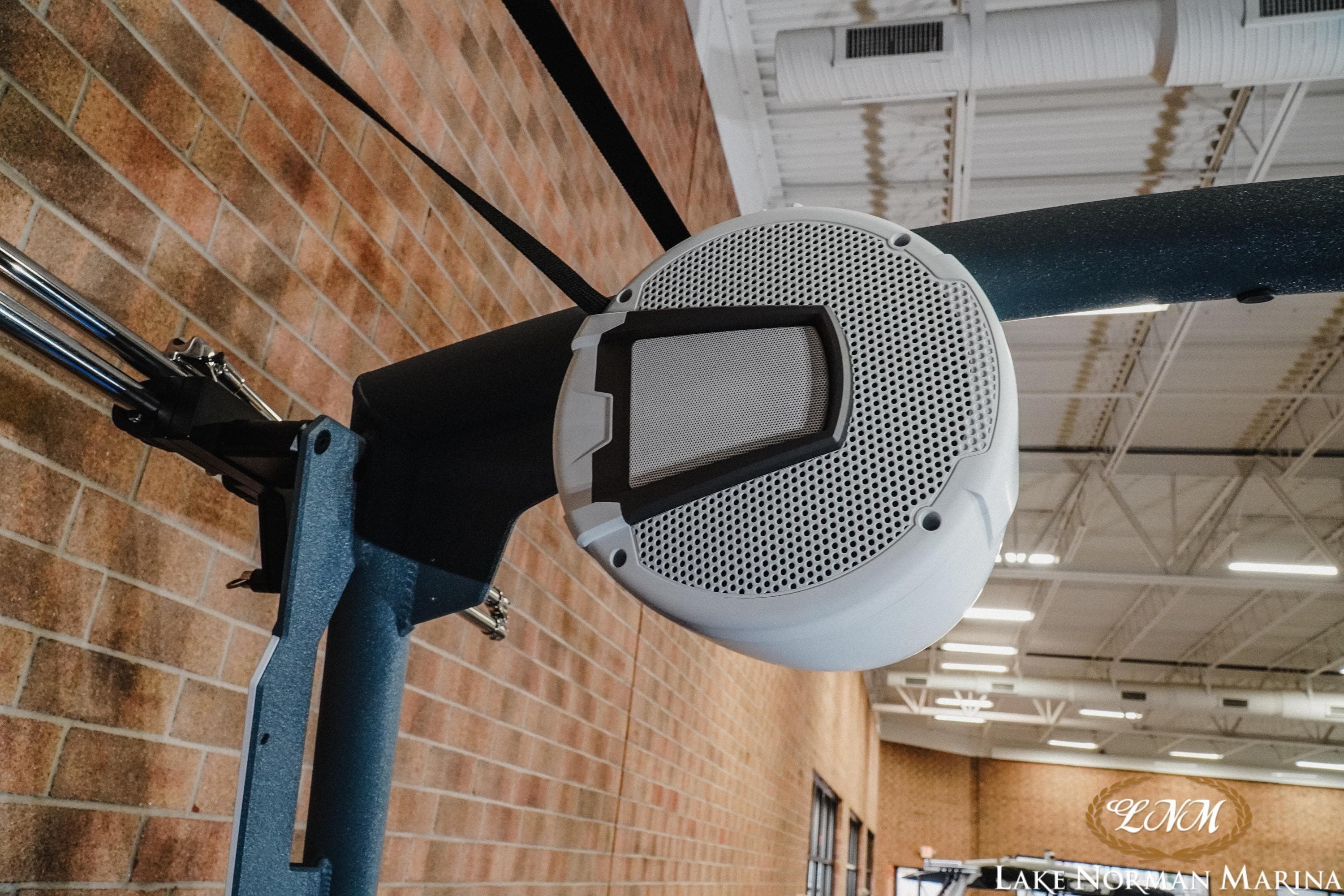 2026 Axis T235 boat speaker mounted on a metal frame indoors.