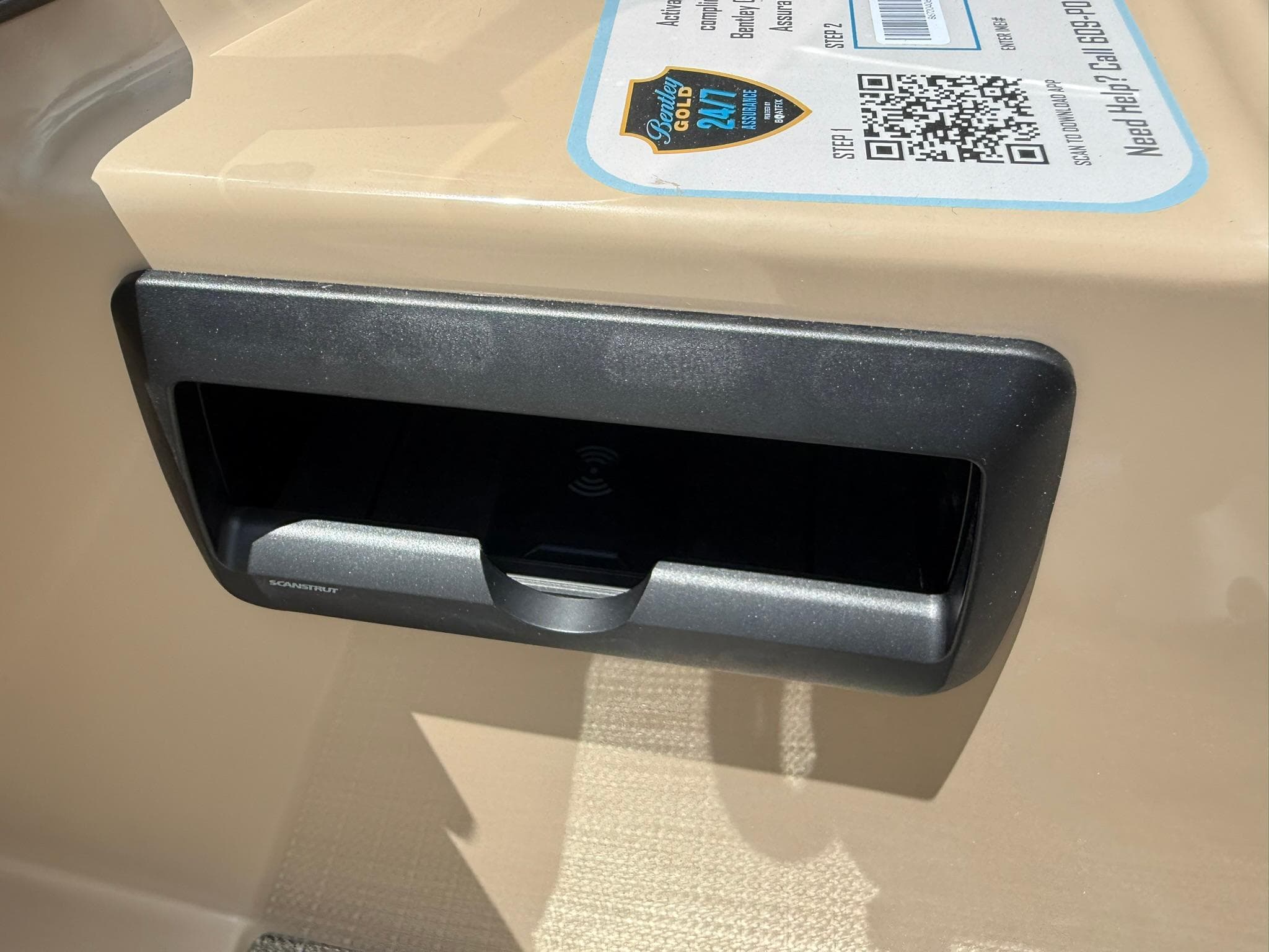 2026 Bentley Pontoons Legacy 243 Swingback wireless charging station detail.