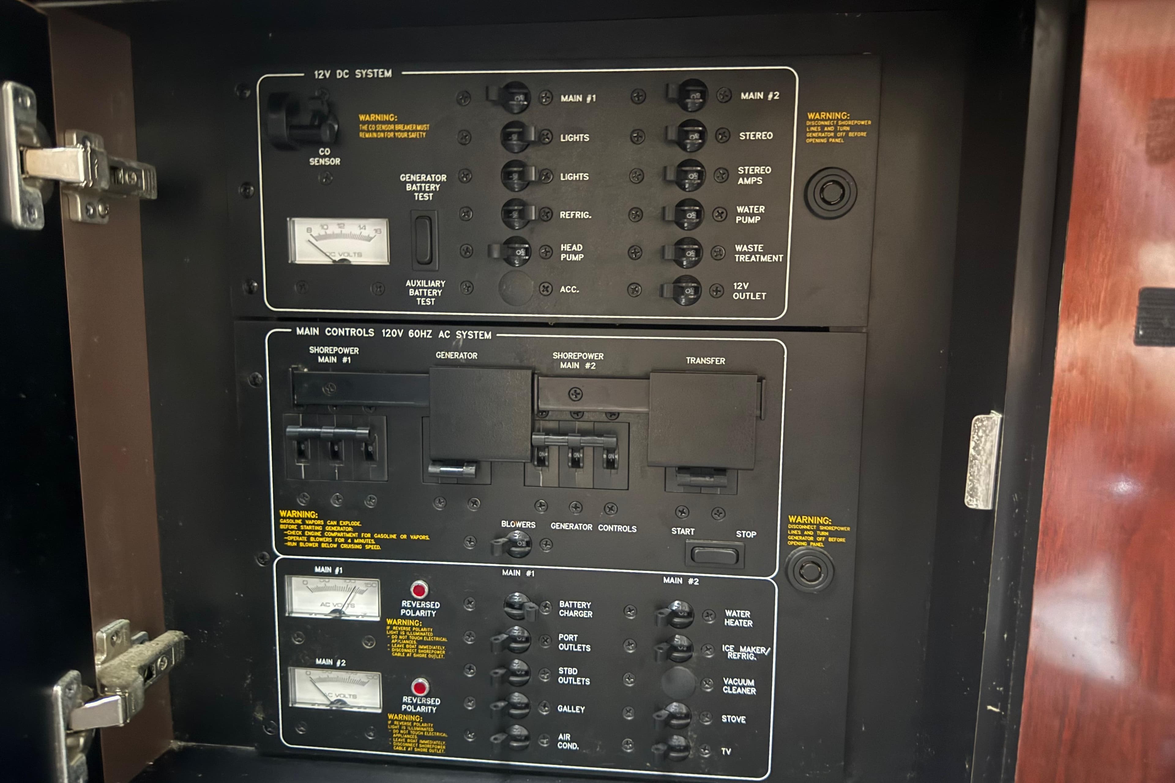 Electrical control panel of a 2004 Formula 370 Super Sport boat.