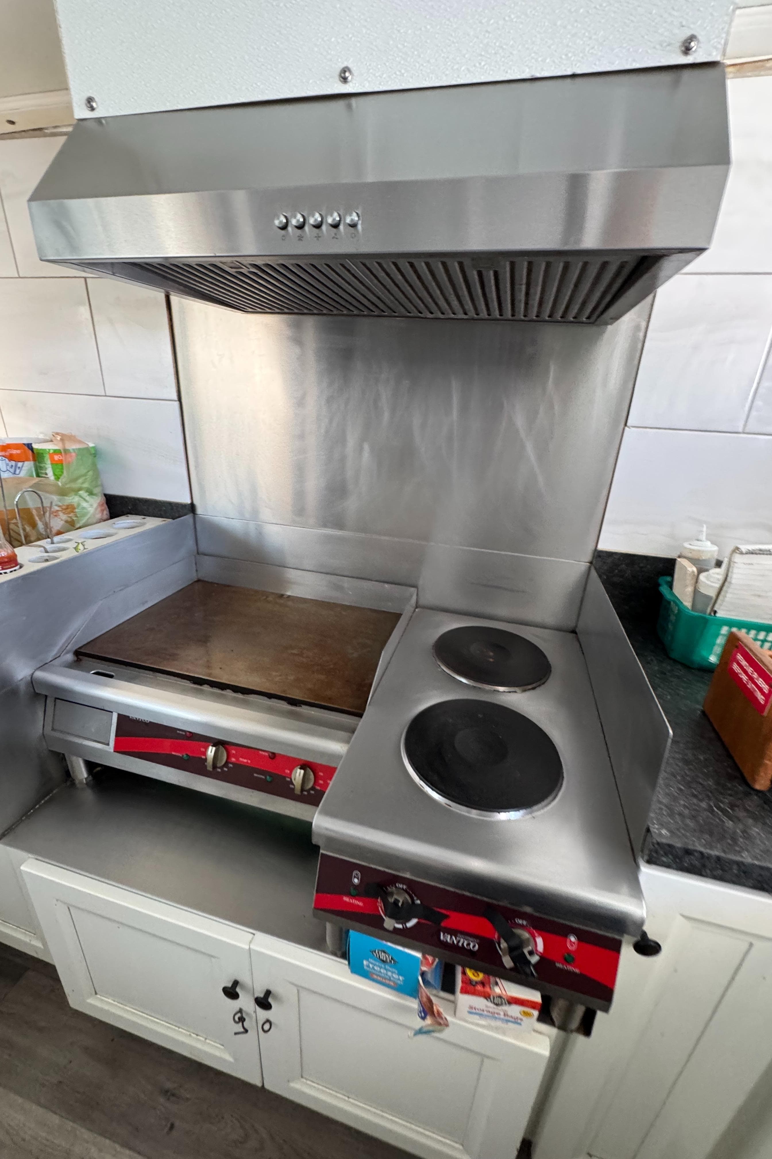 Stainless steel kitchen setup on 1966 Seaway Commercial Sportfish Vessel.