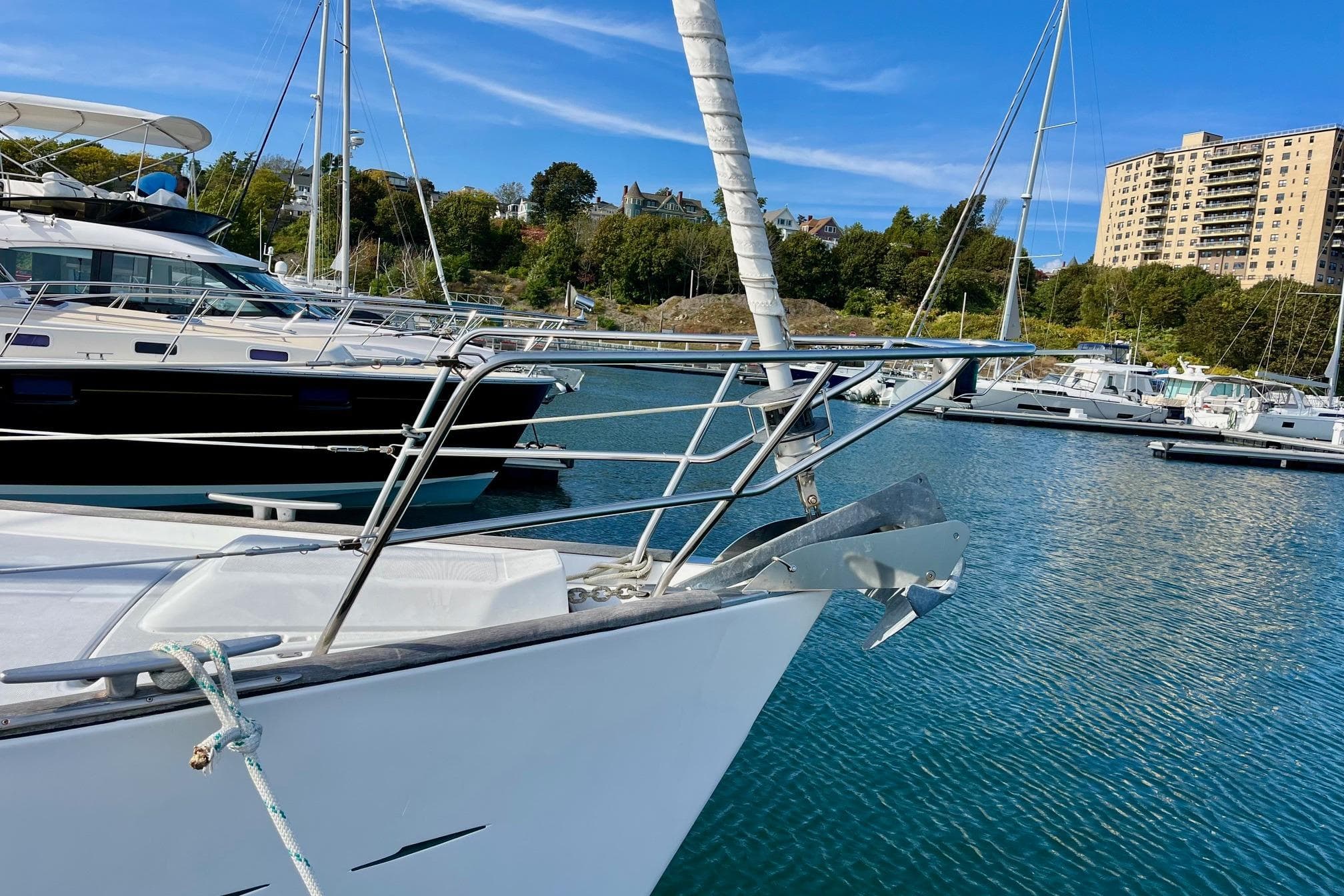 Beneteau Oceanis Clipper 423 sailboat docked in a marina, 2006 model.