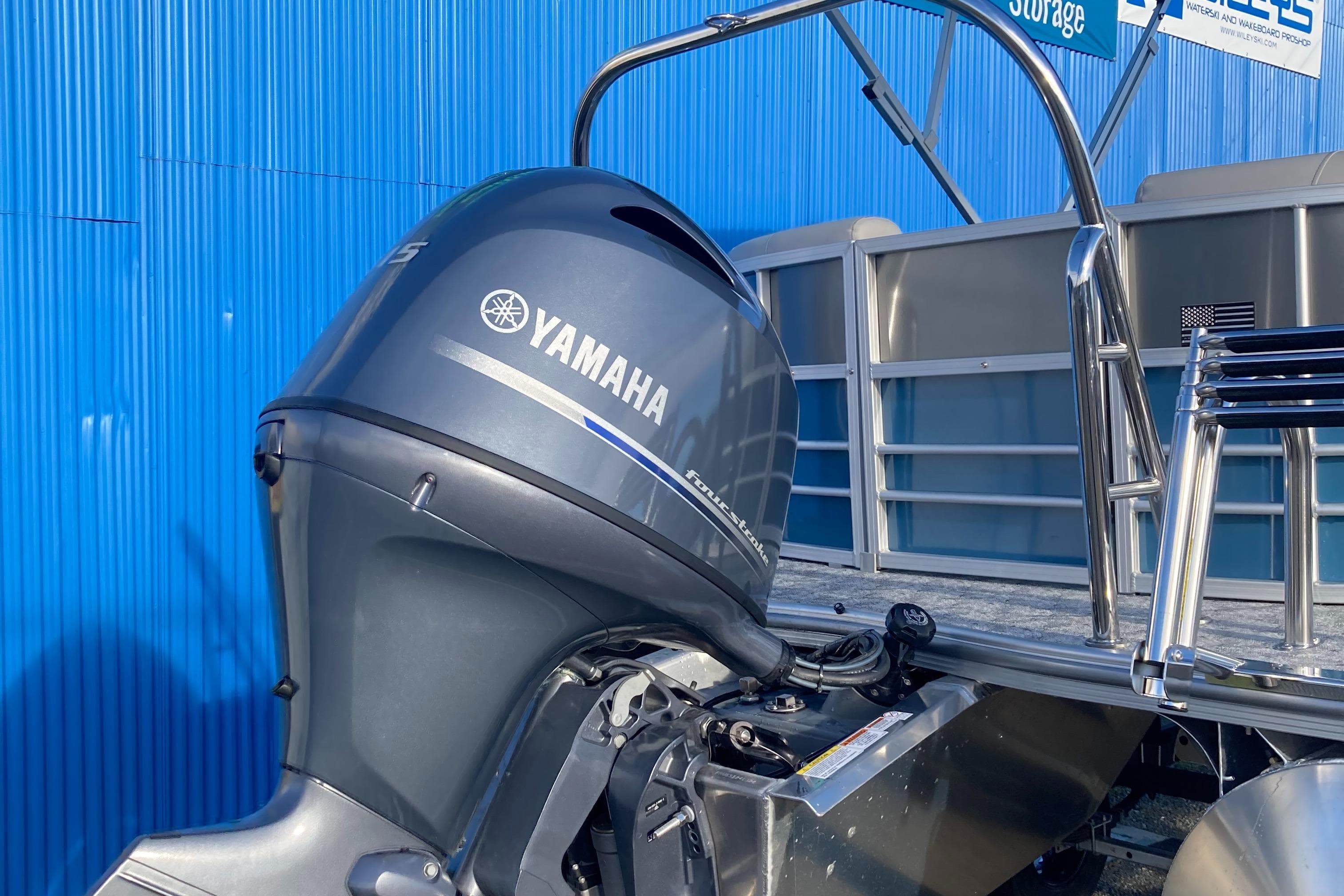 2024 Berkshire 20RFX LE pontoon boat with Yamaha outboard motor.