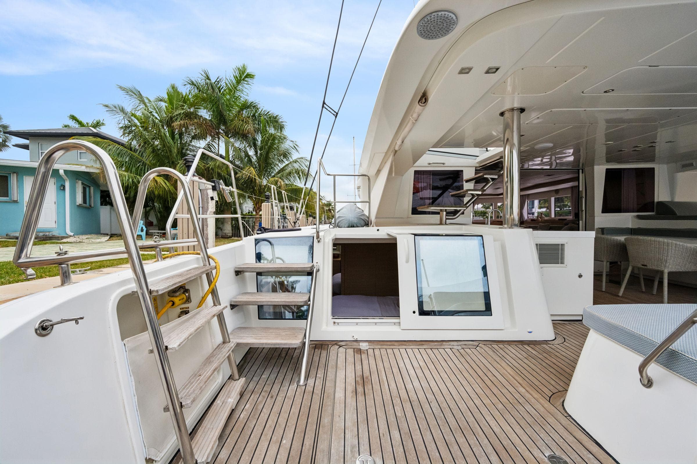 2014 Lagoon 620 yacht deck with modern design and spacious layout.