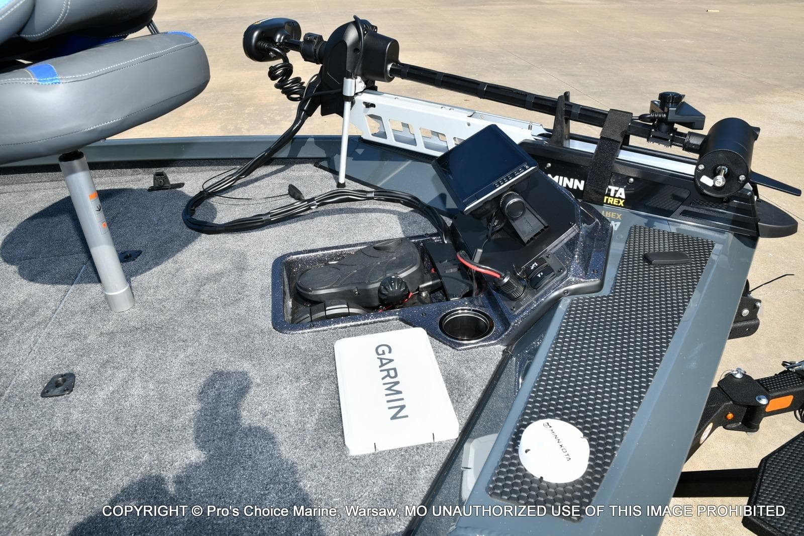 2026 Ranger RT188P boat deck with Garmin electronics and Minn Kota trolling motor.