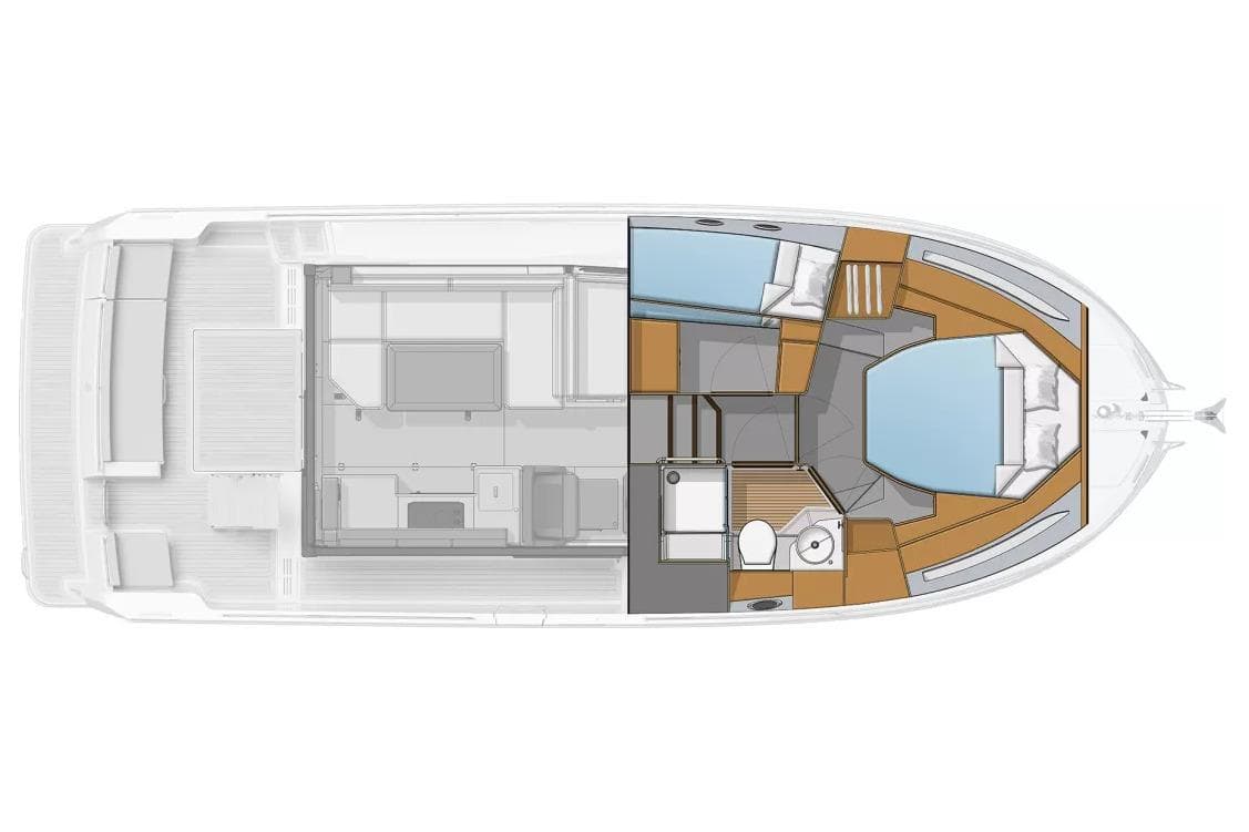 Manufacturer Provided Image: Floor plan of 2026 Beneteau Swift Trawler 37 Fly, showcasing interior layout.