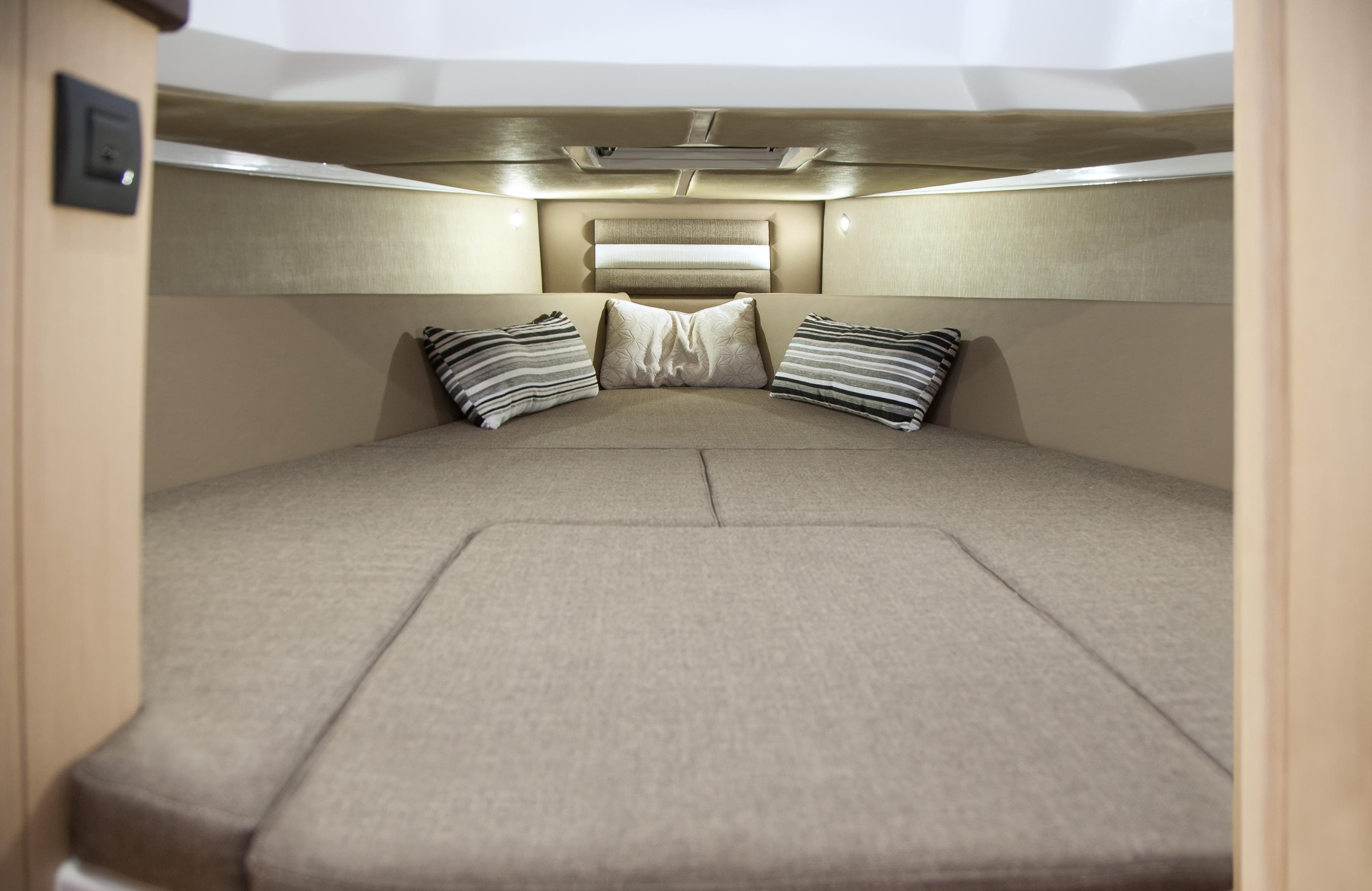 Luxurious cabin interior of the 2025 Ranieri CAYMAN 38.0 EXECUTIVE boat.