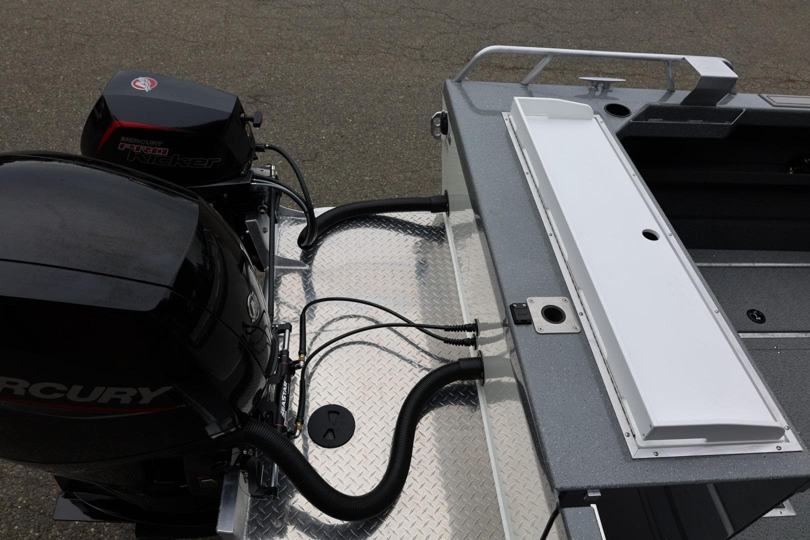2026 Thunder Jet 200 Luxor boat with dual Mercury Pro Kicker engines.