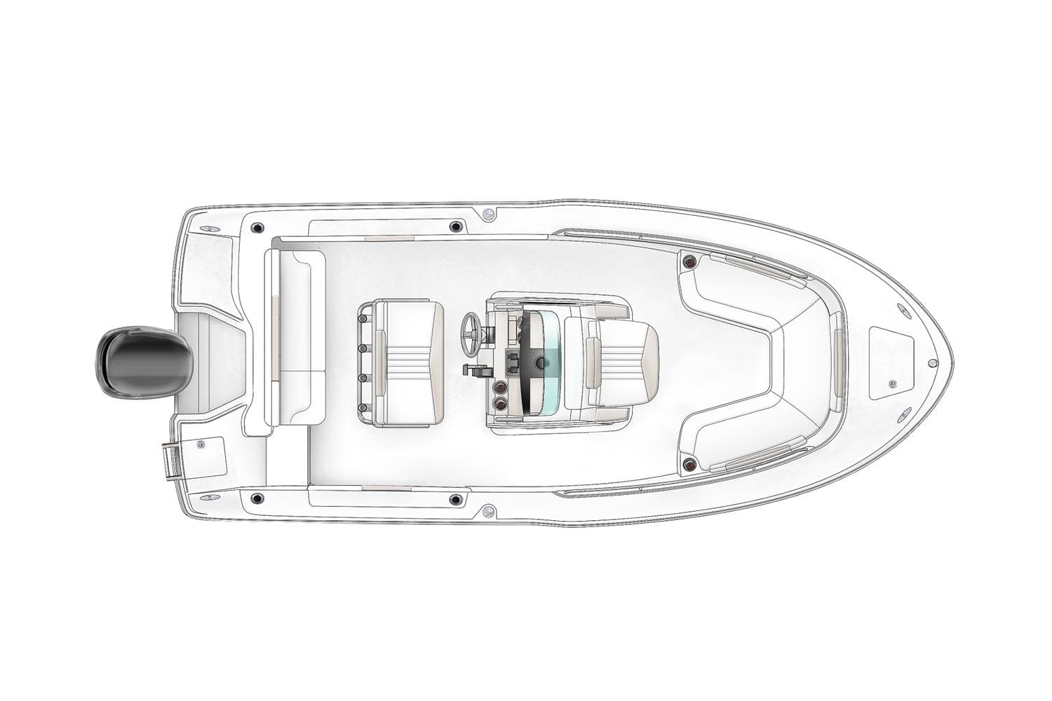 Manufacturer Provided Image: Top view of 2025 Robalo R202 Explorer boat layout.