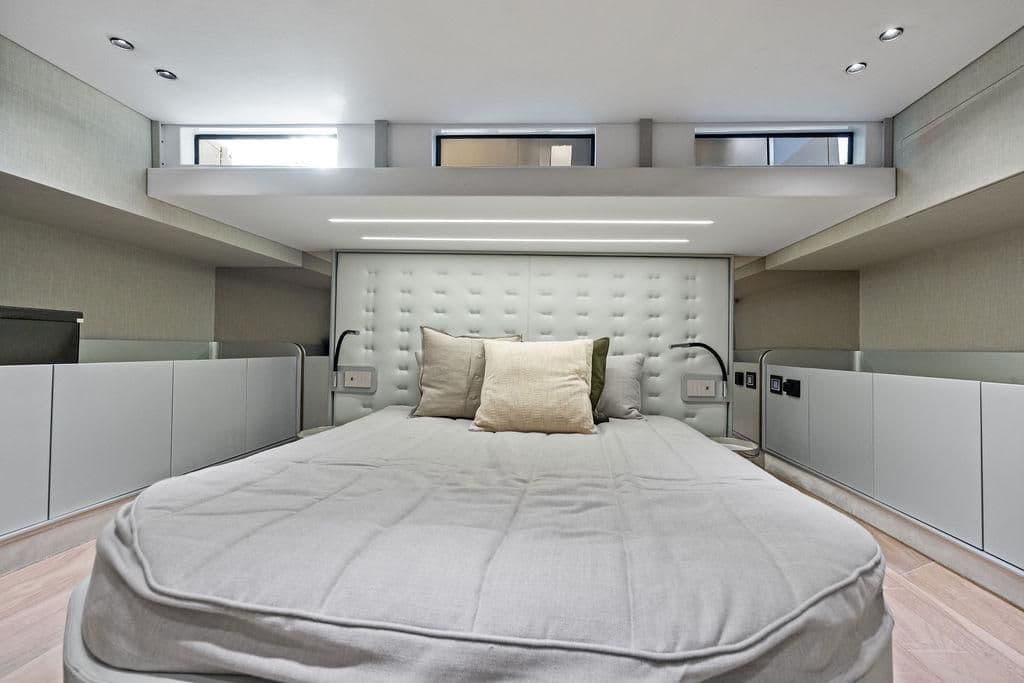 Luxurious bedroom in the 2026 SACS Rebel 55 yacht model.