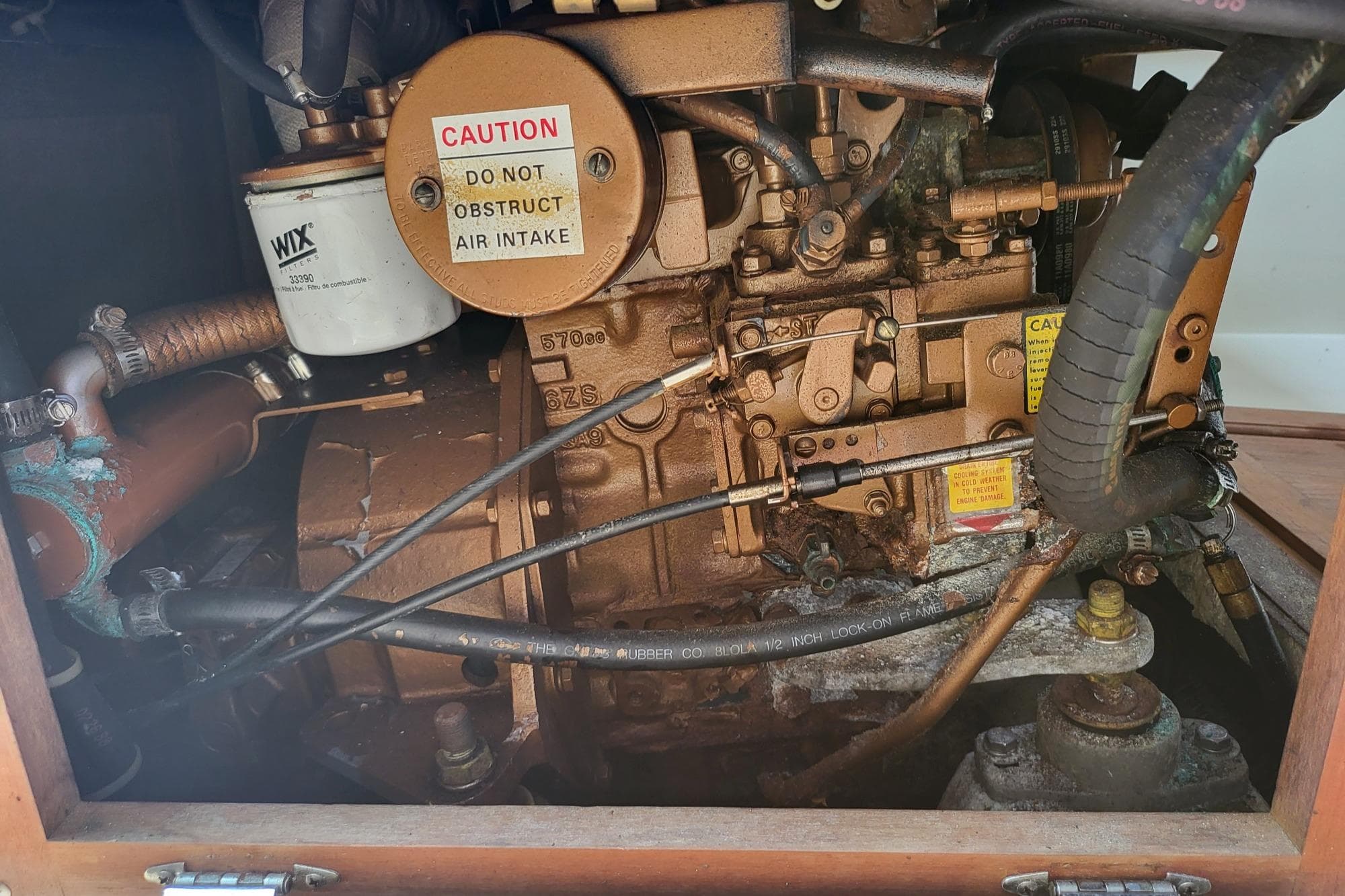 Engine of a 1988 Catalina 30 sailboat.