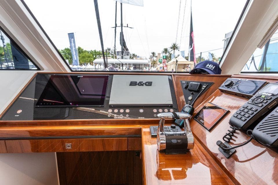 Helm station of 2016 HH Catamarans HH66 with B&G navigation system and controls.