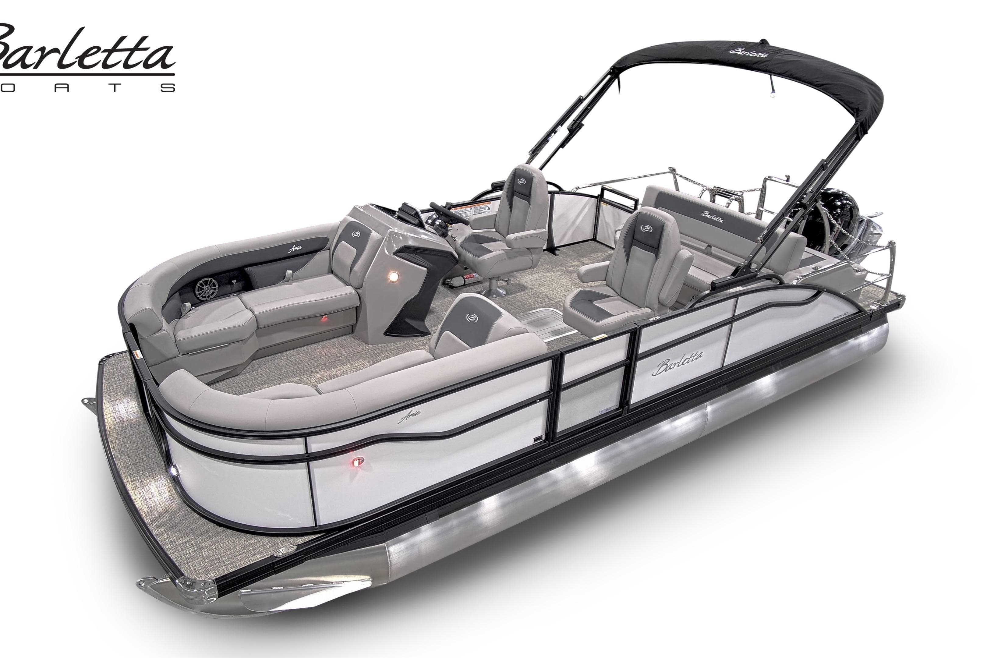 2026 Barletta ARIA 22UC pontoon boat with sleek design and spacious seating.