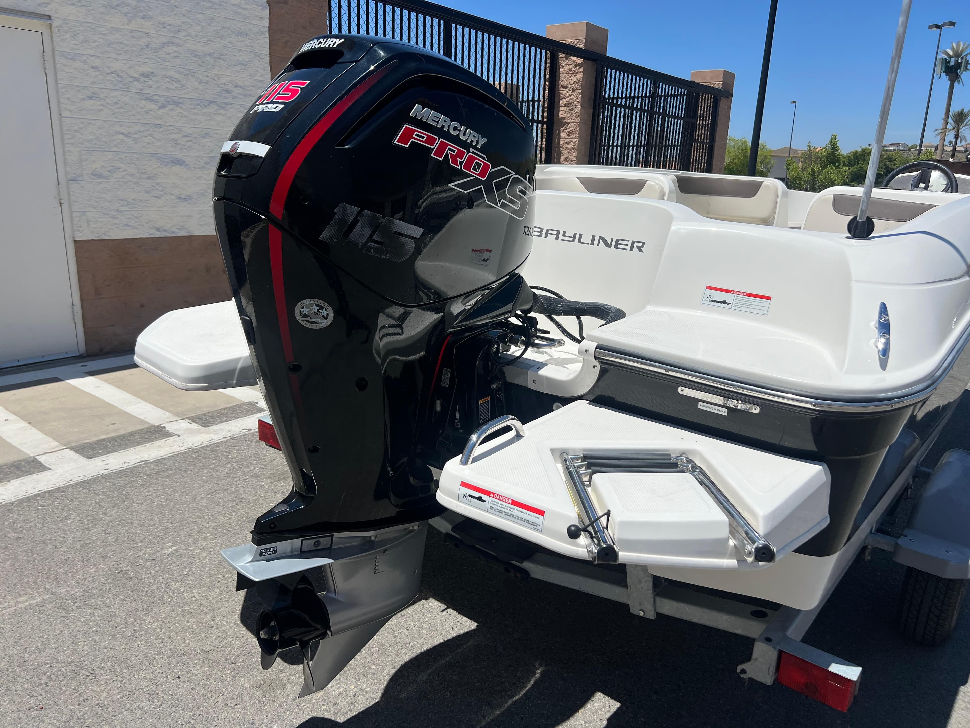 2023 Bayliner Element E18 with Mercury Pro XS outboard motor.