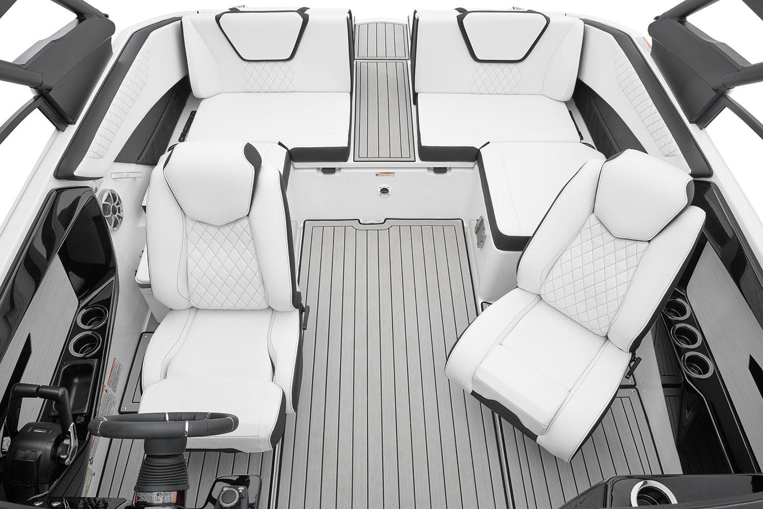 Manufacturer Provided Image: 2026 Yamaha Boats 222S interior with luxurious white seating and modern design.