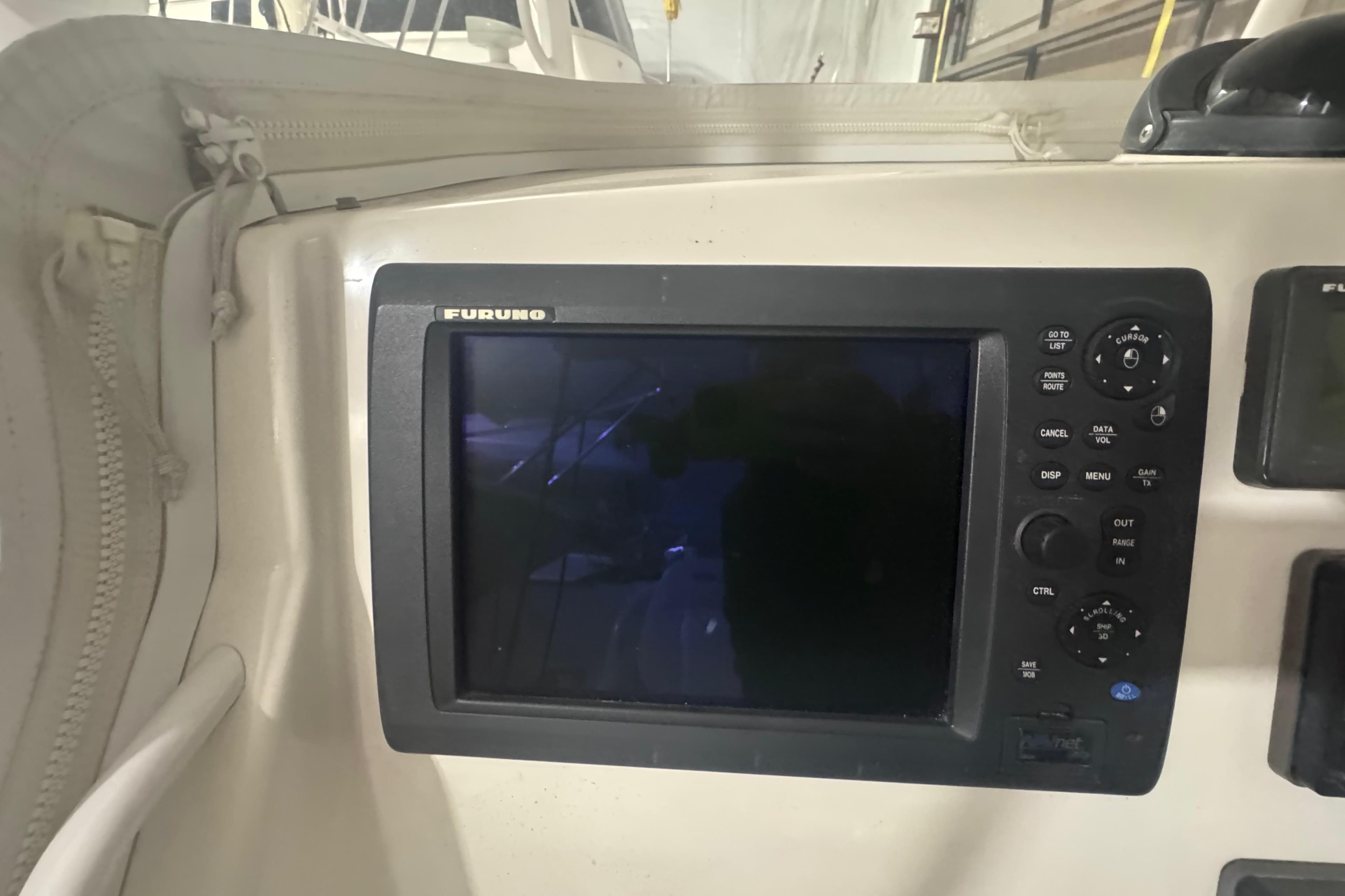 Furuno navigation system on 2010 Regulator 34SS boat dashboard.