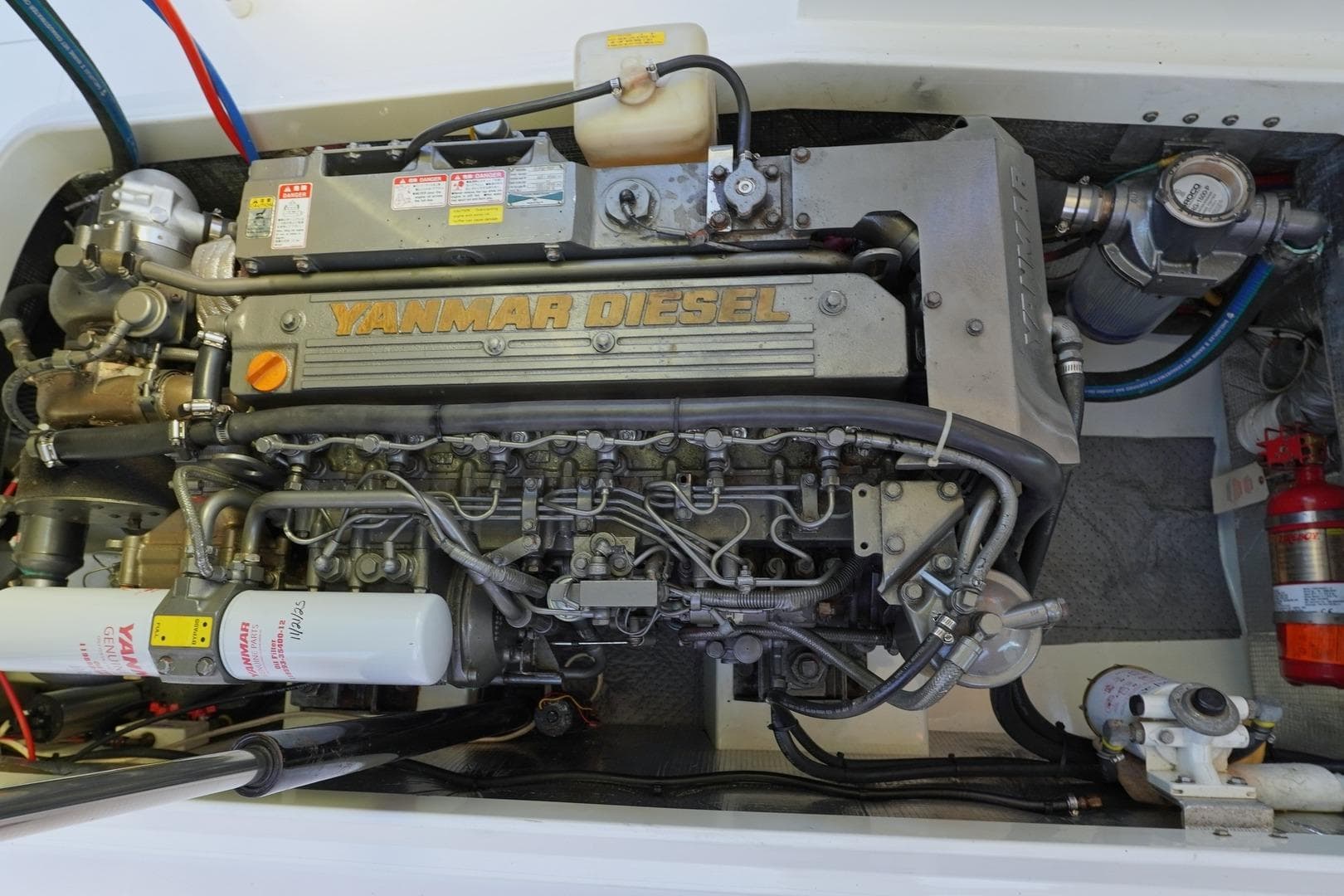 Yanmar diesel engine in a 2004 Hinckley Picnic Boat 36 EP.