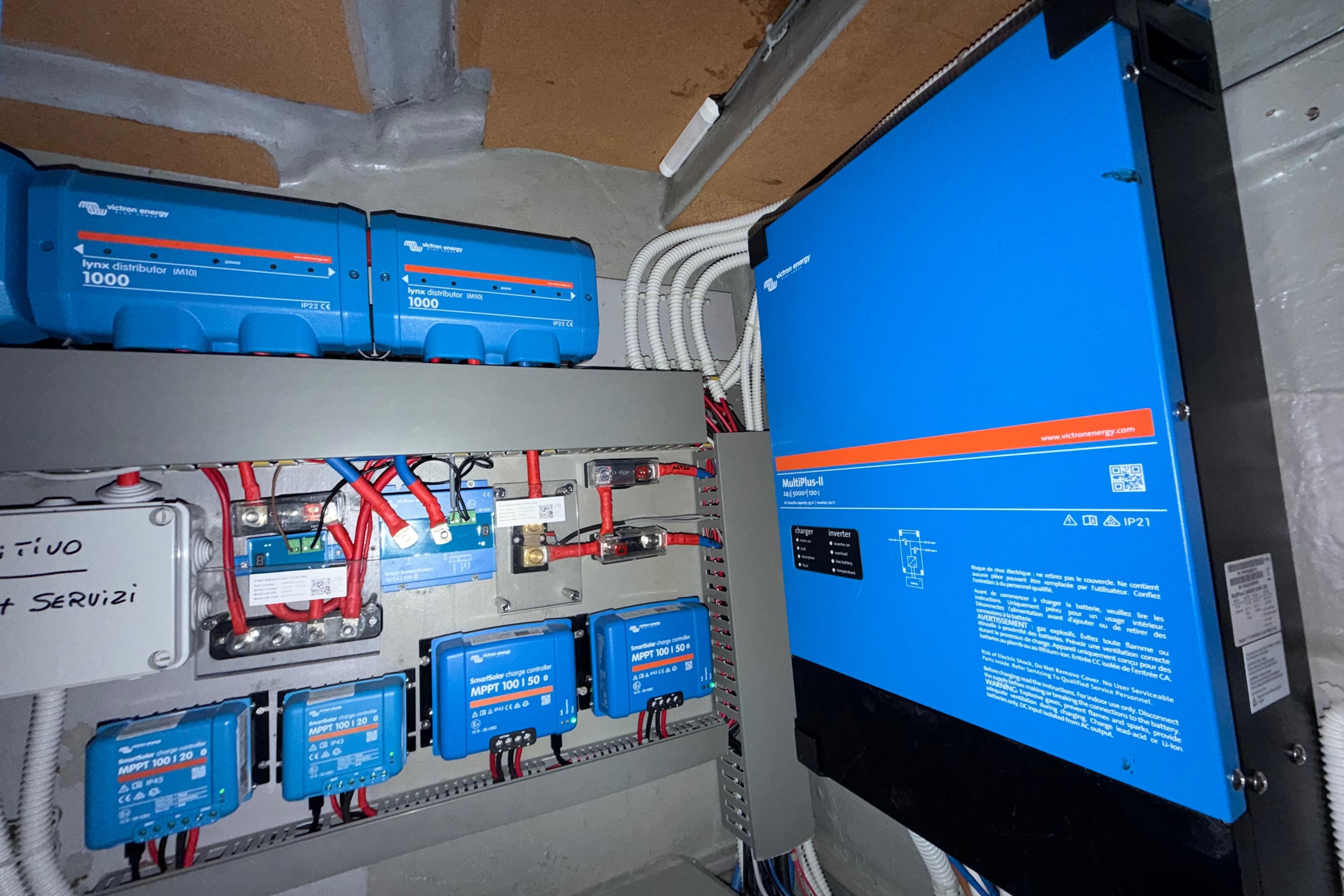 Electrical system of 2025 C-Catamarans 48 featuring Victron Energy components.
