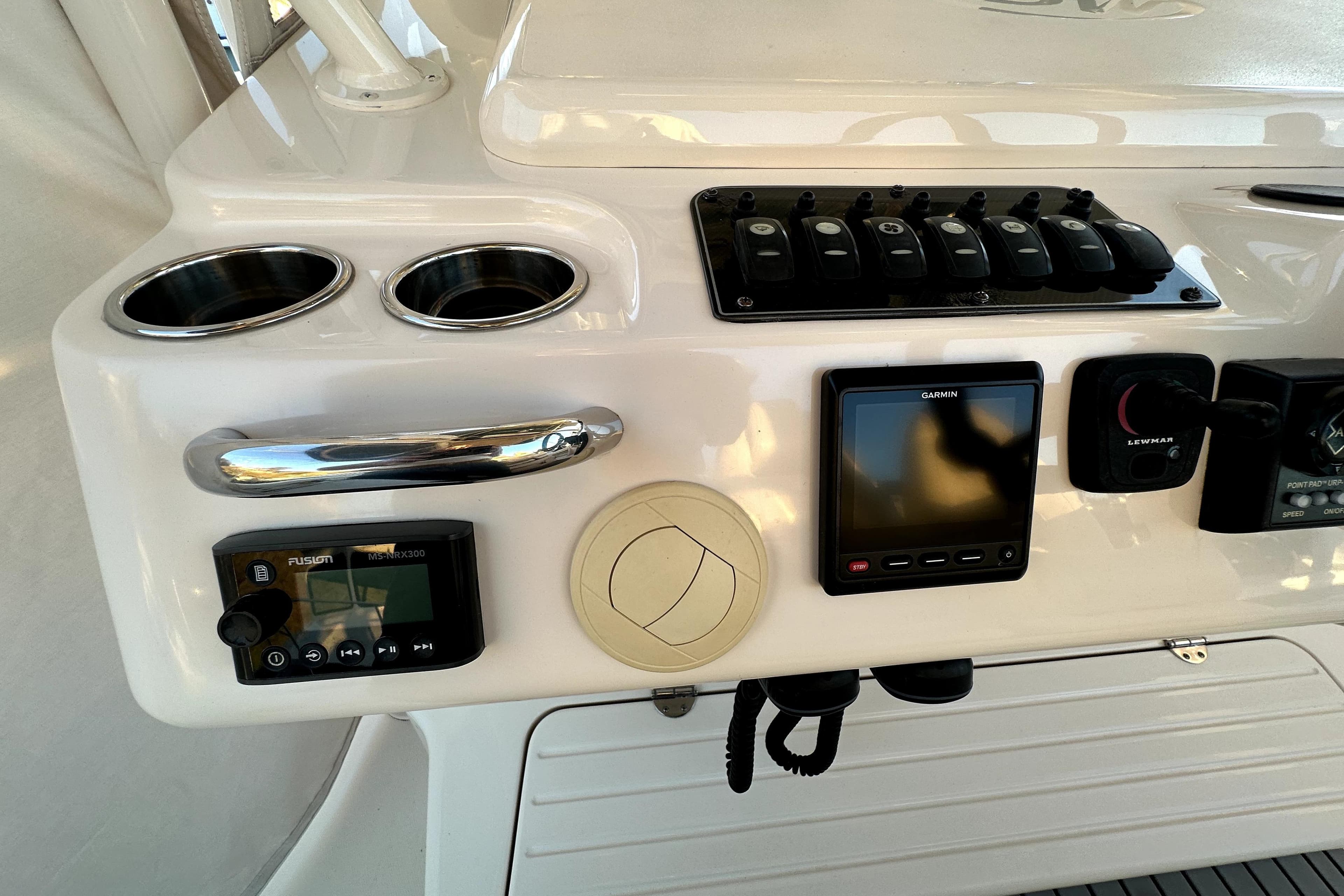 2019 Grady-White Canyon 336 boat dashboard with controls and navigation equipment.