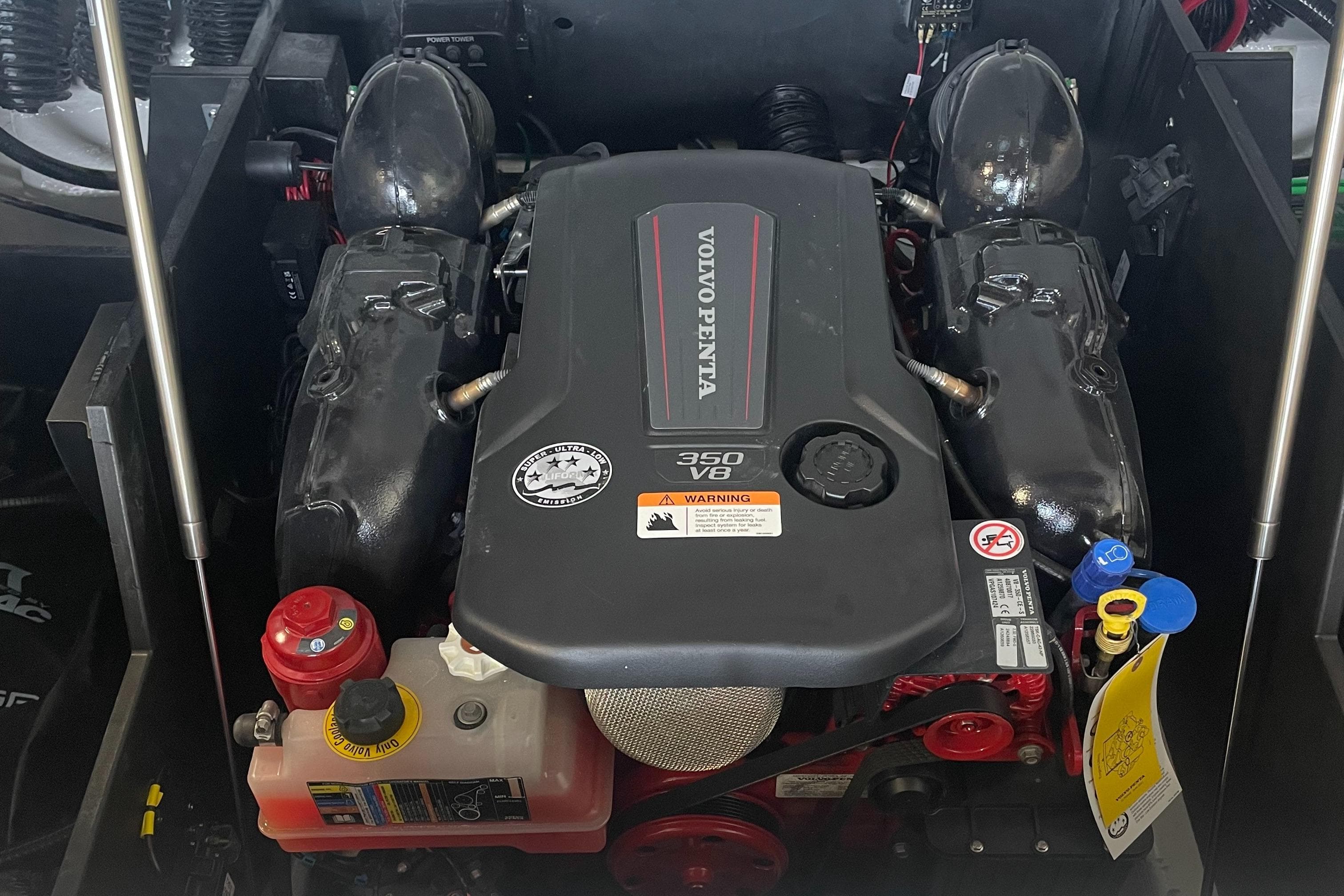 Volvo Penta 350 V8 engine in 2025 Regal LS4 Surf boat.