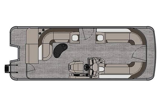 Floor plan of 2025 Avalon LSZ Cruise 24' pontoon boat, featuring spacious seating and helm area.