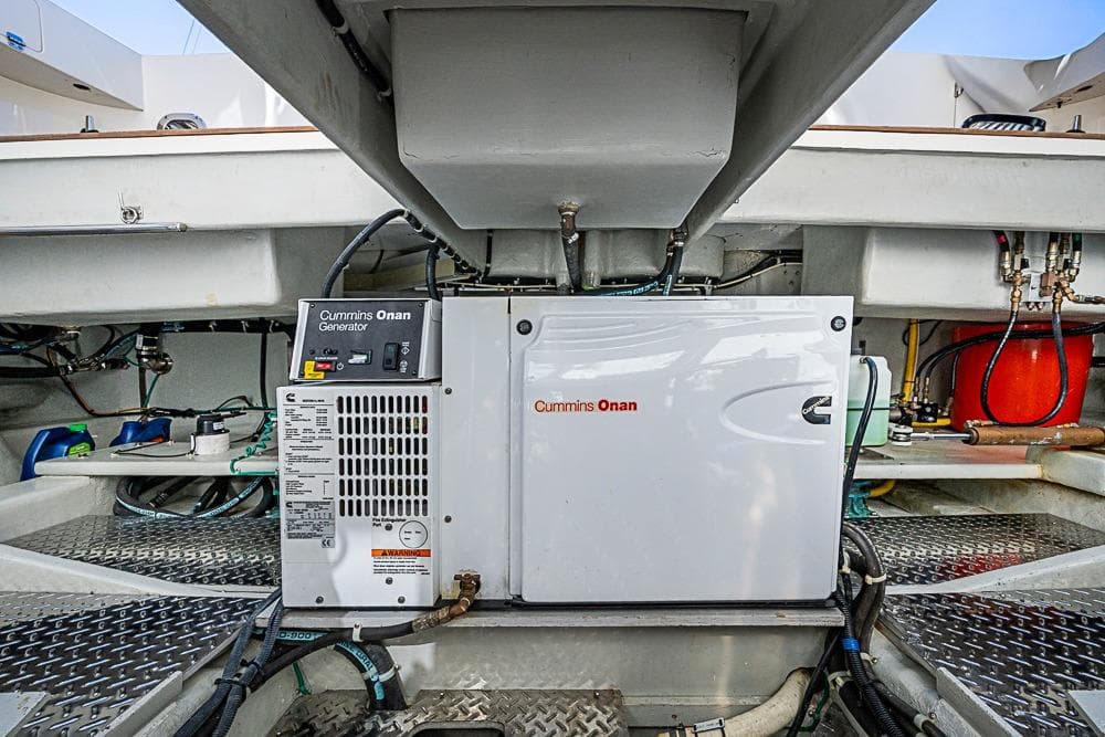 Cummins Onan generator in 2013 Mikelson Luxury Sportfisher engine room.