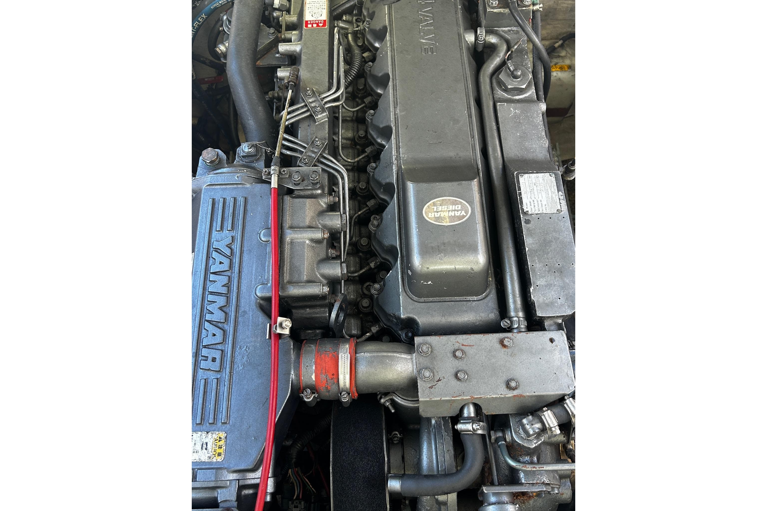 Engine of a 2000 Albin 28 Tournament Express with Yanmar diesel components.