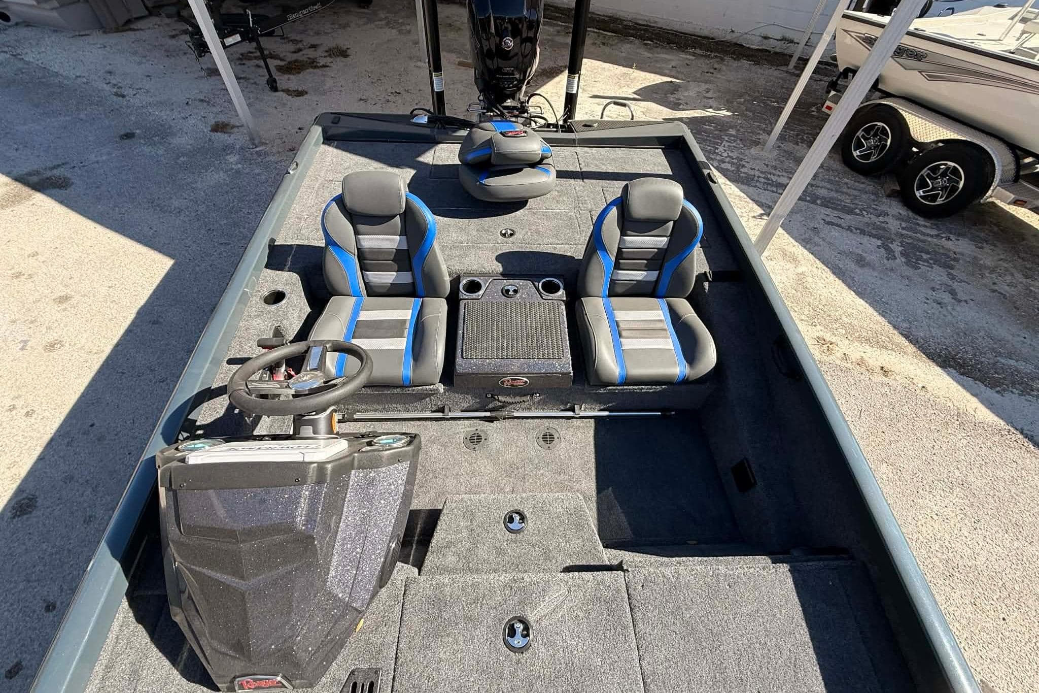 2026 Ranger RT188P boat interior with dual seats and steering console.